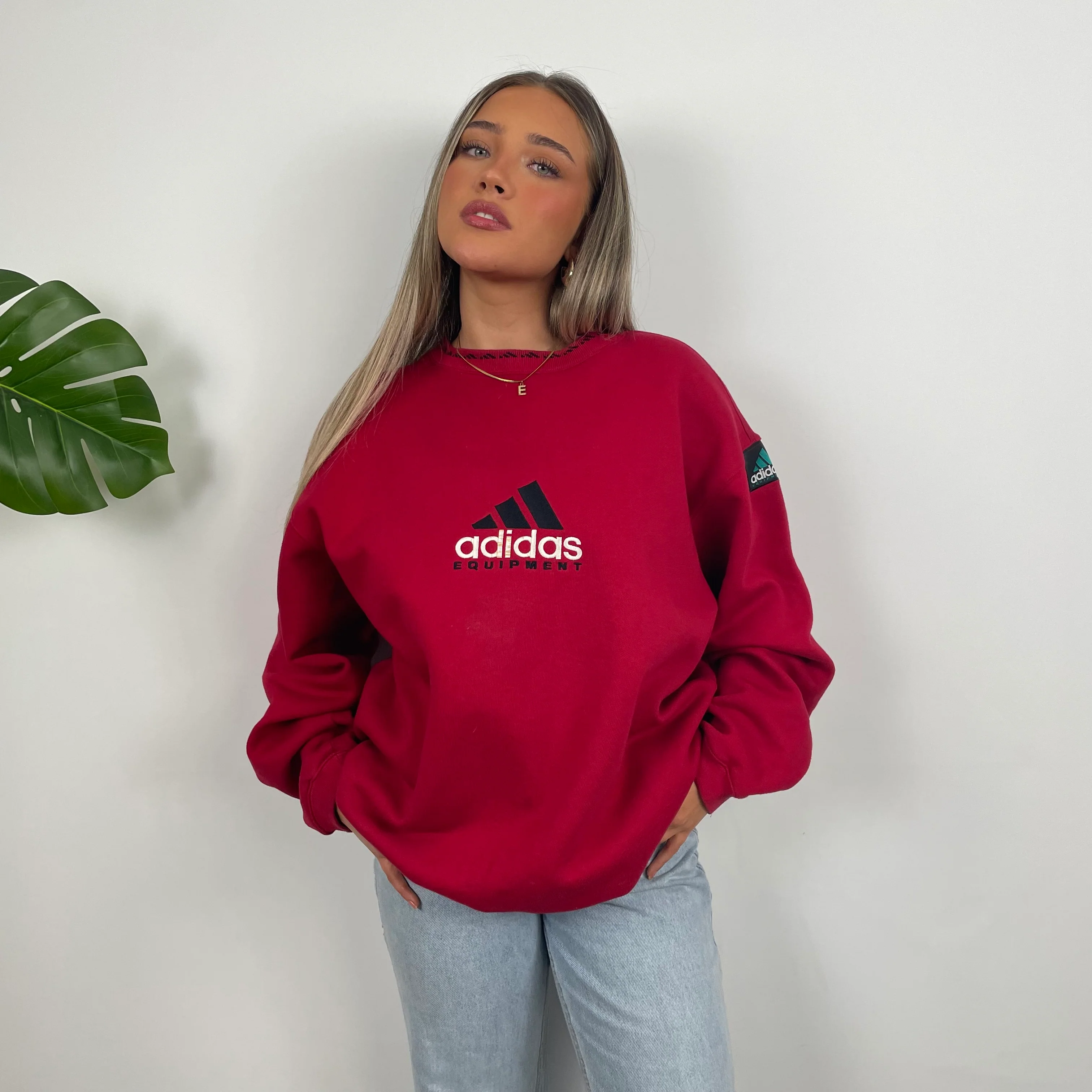 Adidas Equipment RARE Red Embroidered Spell Out Sweatshirt (M) - Image 4