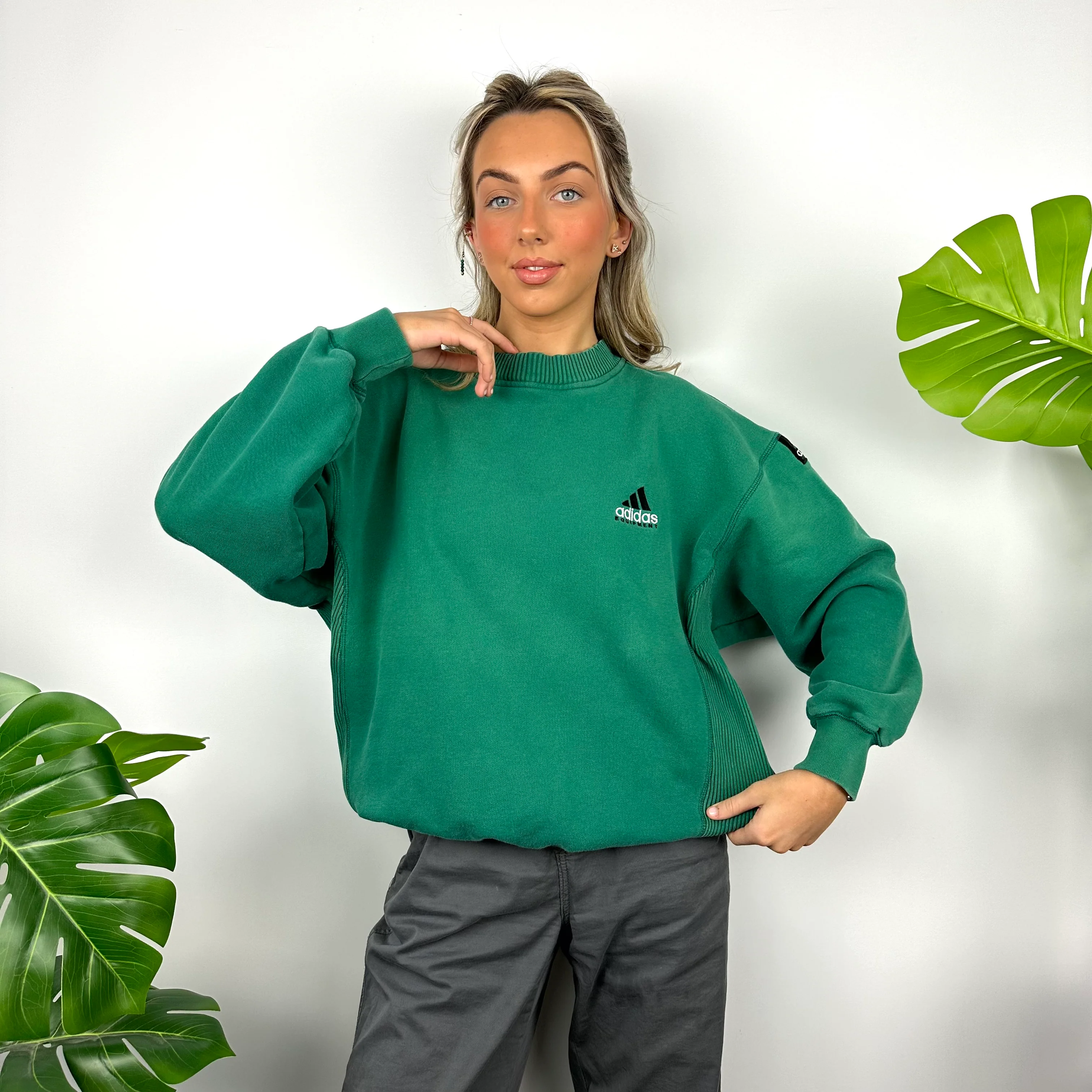 Adidas Equipment RARE Green Embroidered Spell Out Sweatshirt (L)