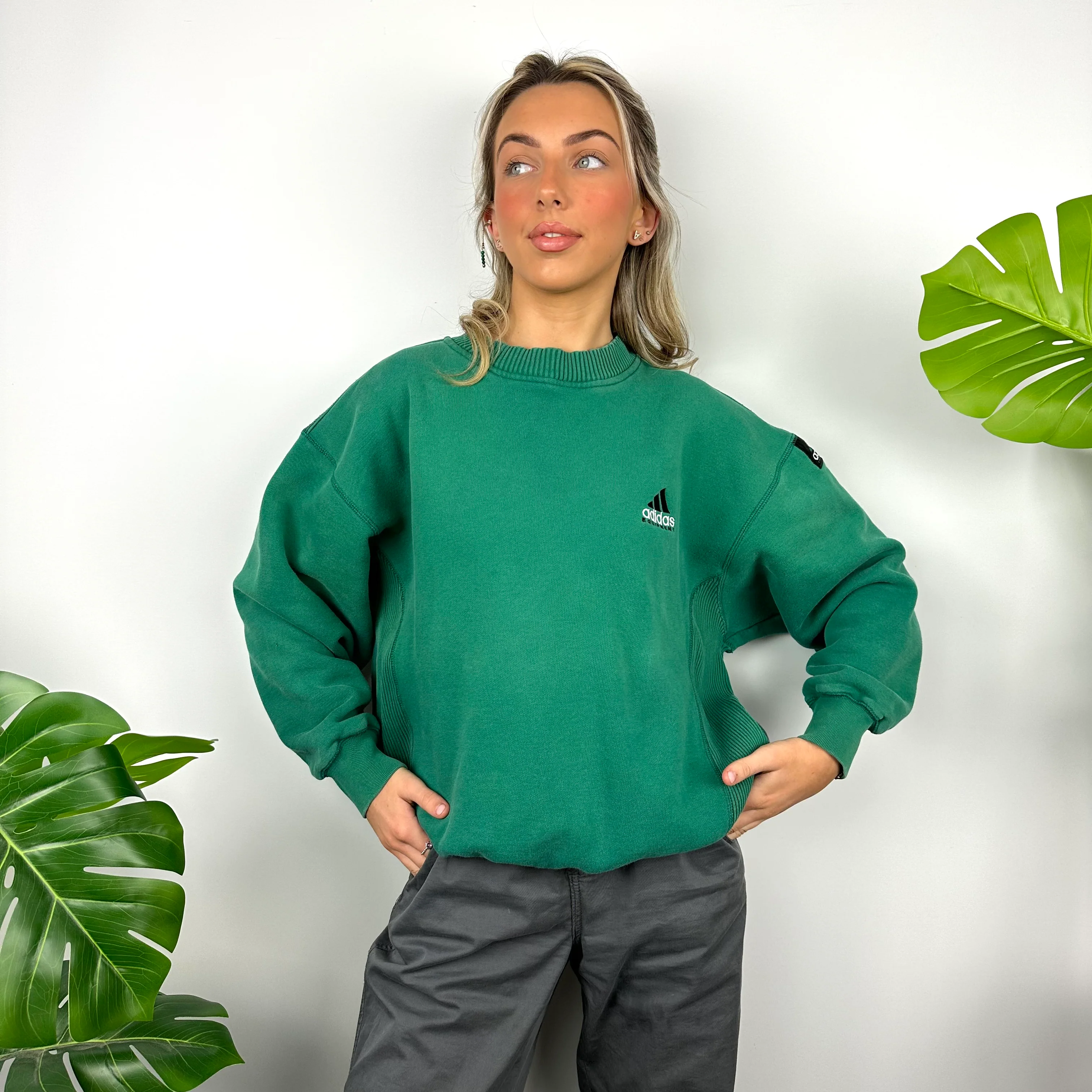 Adidas Equipment RARE Green Embroidered Spell Out Sweatshirt (L) - Image 8