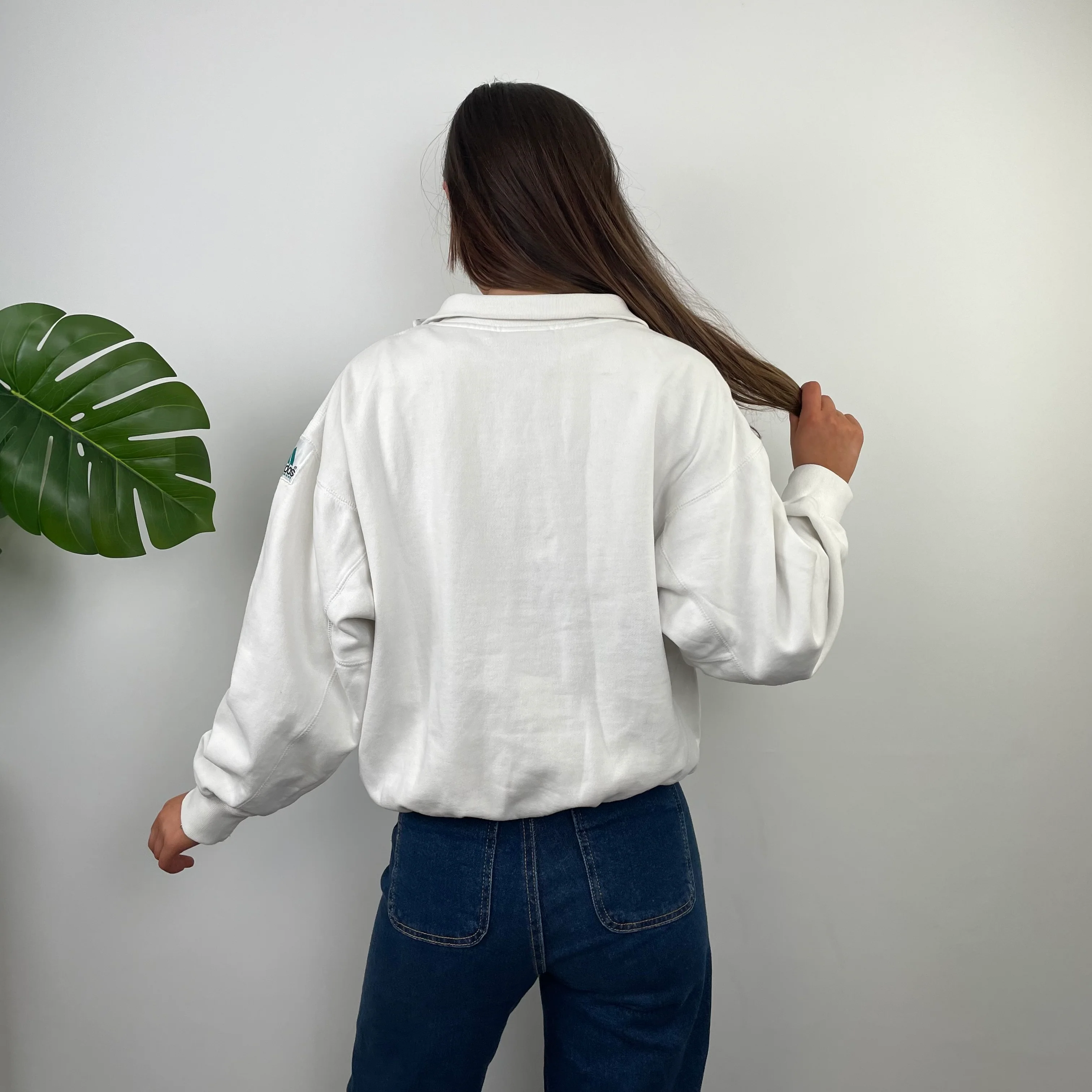 Adidas Equipment RARE White Embroidered Spell Out Quarter Zip Up (S) - Image 5