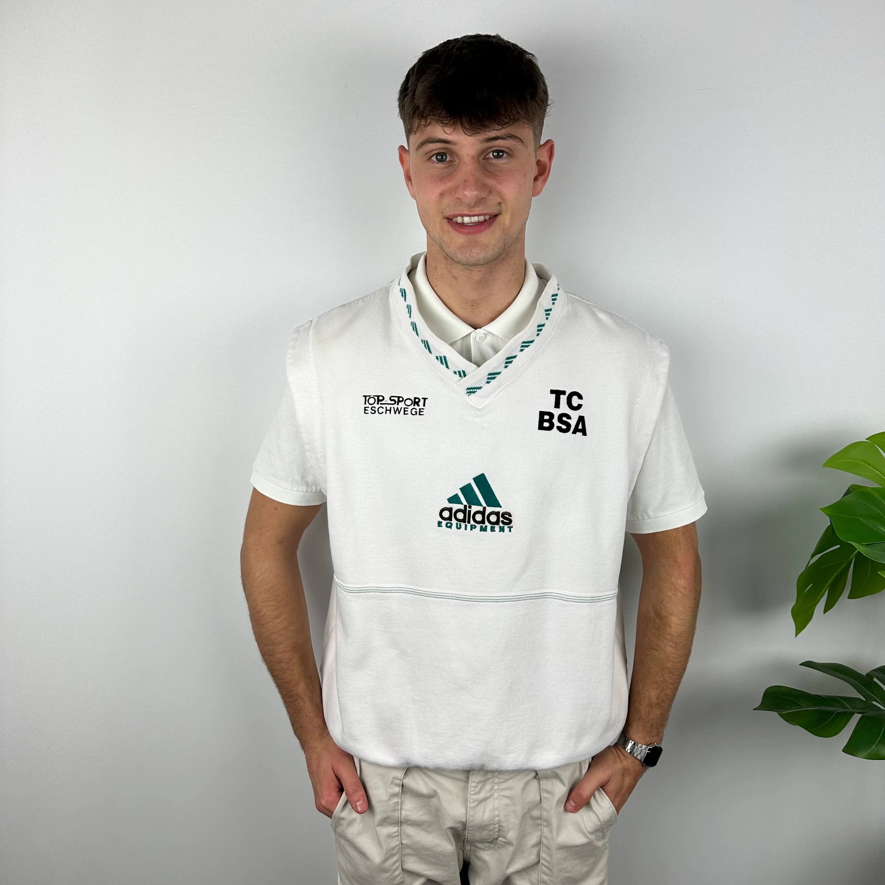 Adidas Equipment RARE White Embroidered Spell Out Sweater Vest (XL) - Image 3