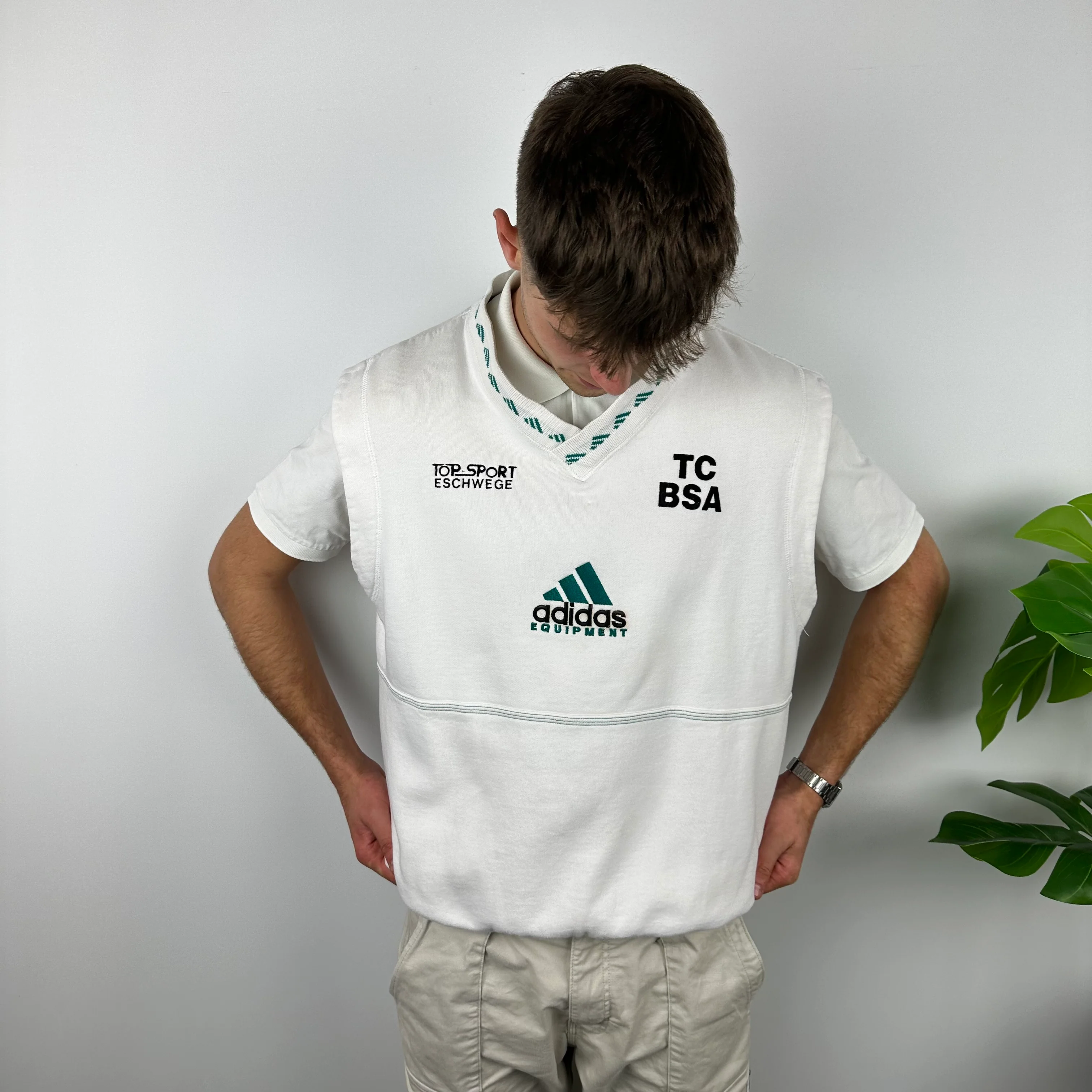 Adidas Equipment RARE White Embroidered Spell Out Sweater Vest (XL) - Image 5