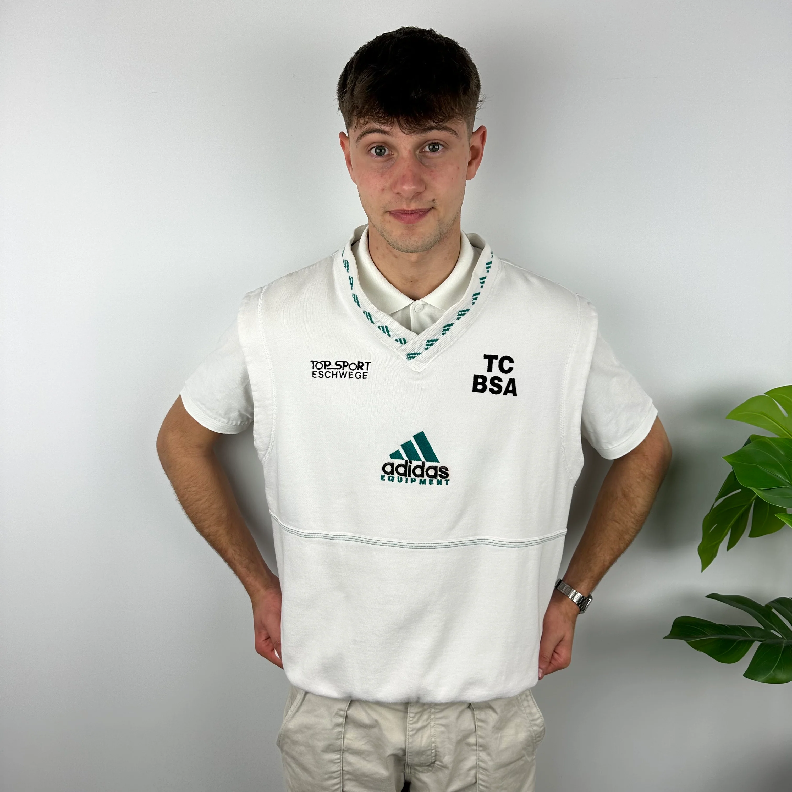 Adidas Equipment RARE White Embroidered Spell Out Sweater Vest (XL) - Image 6