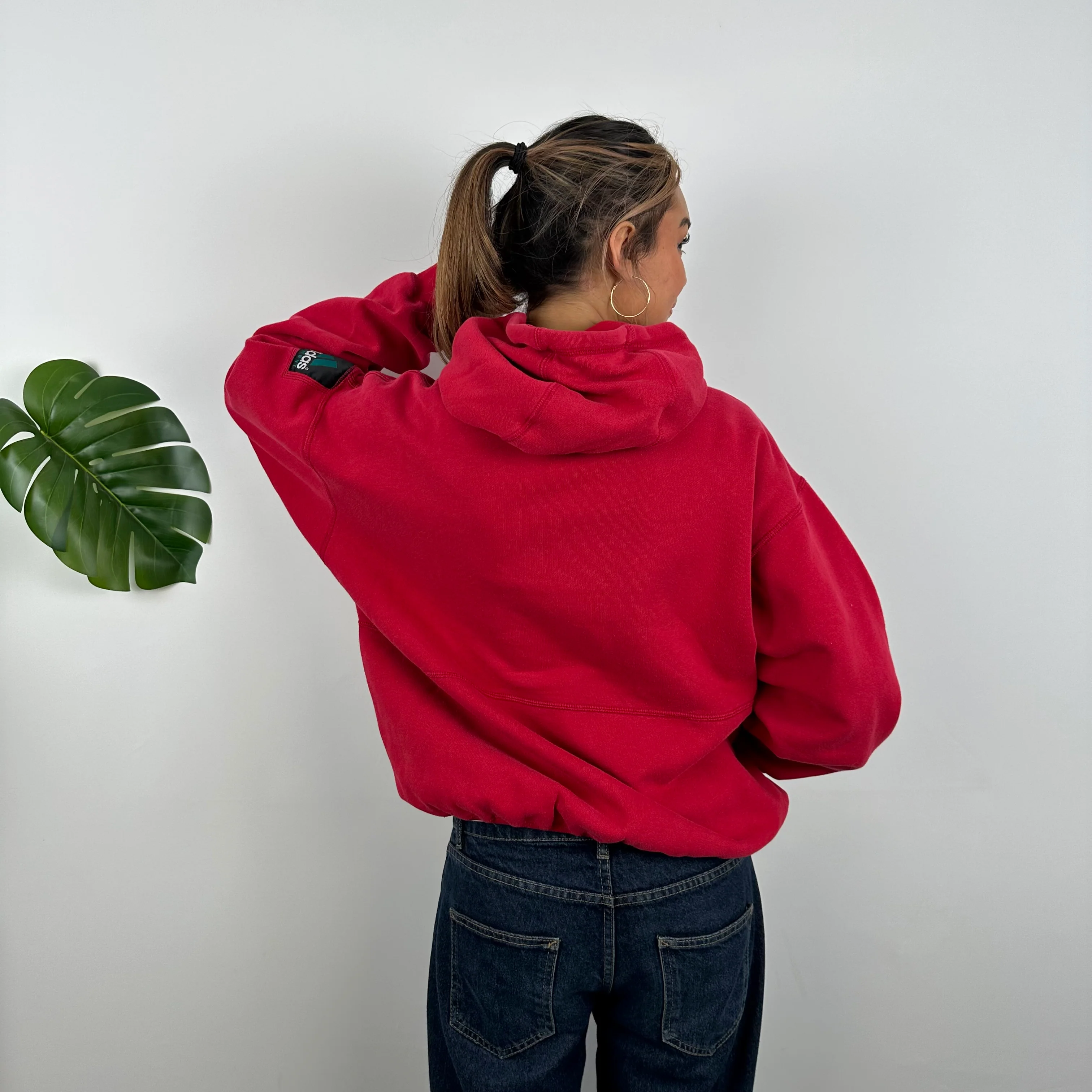 Adidas Equipment Red Embroidered Spell Out Hoodie (M) - Image 7