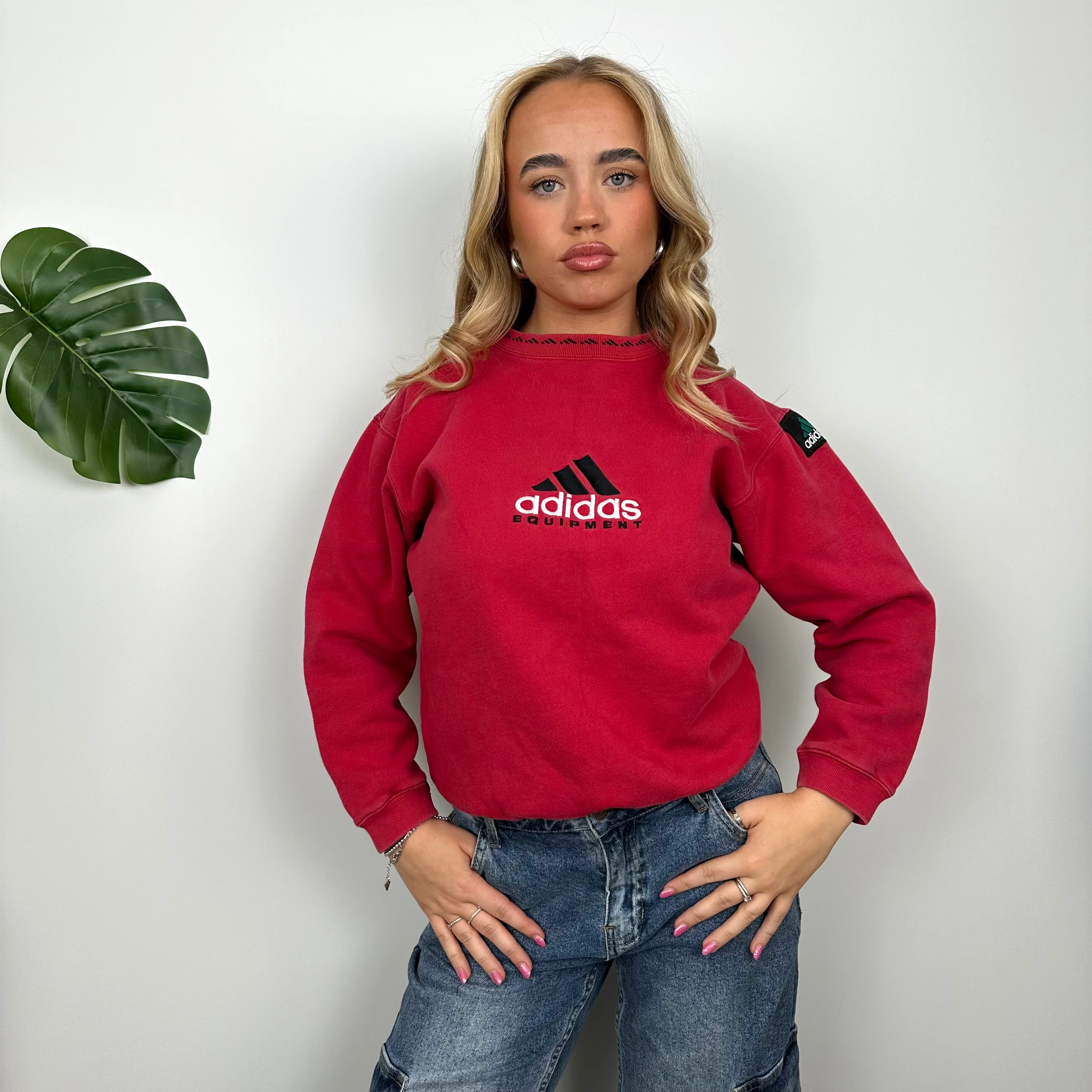 Adidas Equipment Red Embroidered Spell Out Sweatshirt (S) - Image 3