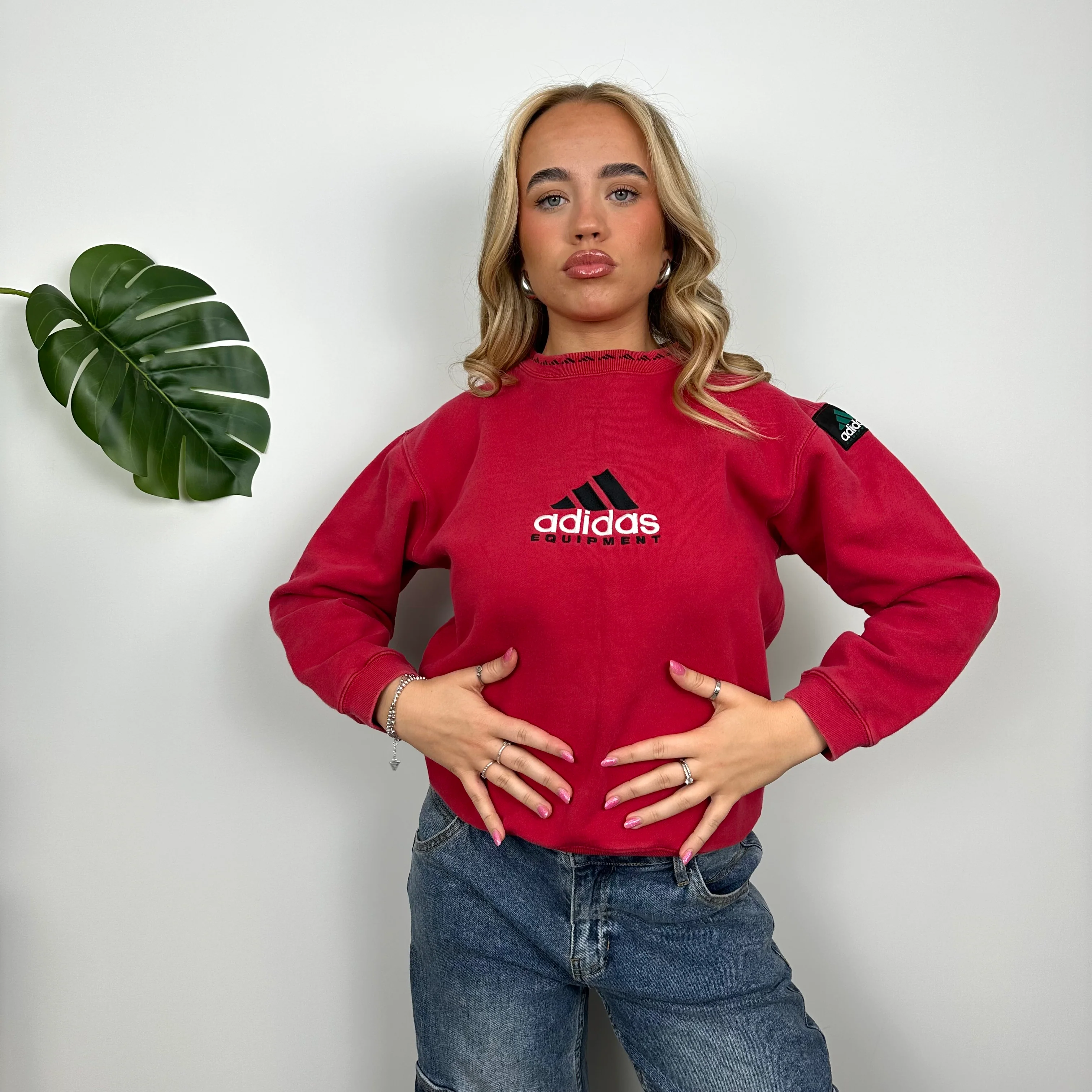 Adidas Equipment Red Embroidered Spell Out Sweatshirt (S) - Image 4