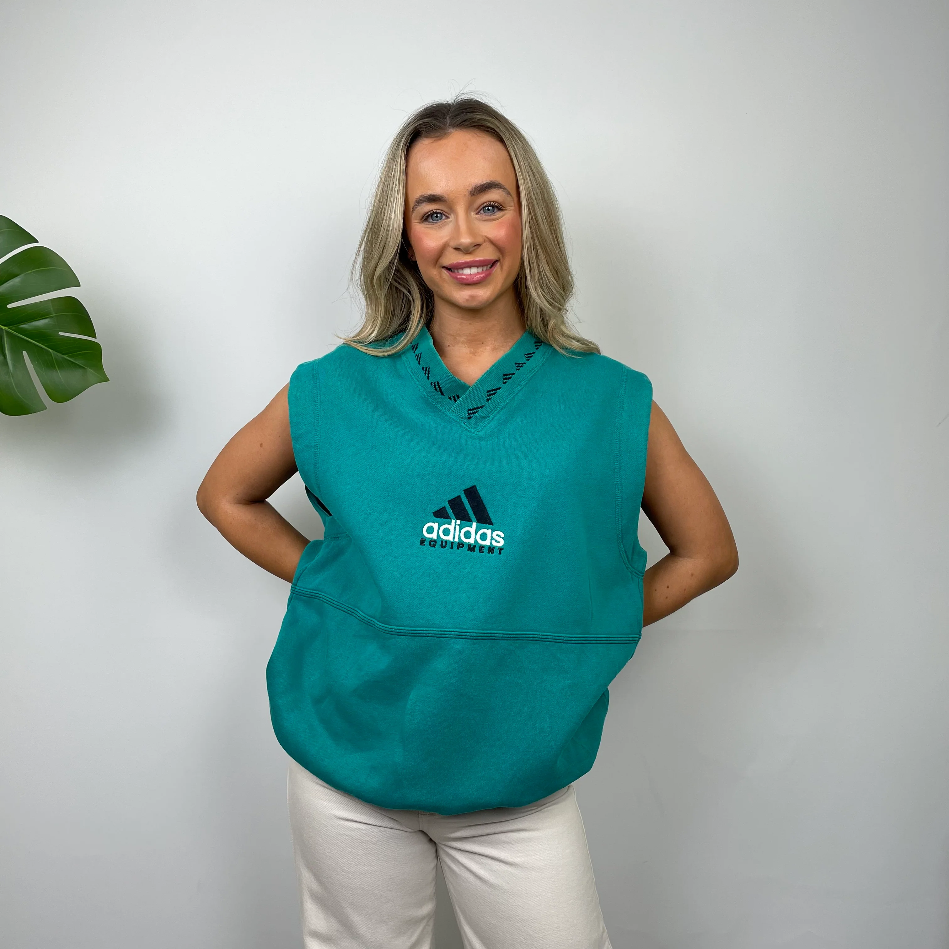 Adidas Equipment Turquoise Embroidered Logo Sweater Vest (S) - Image 2