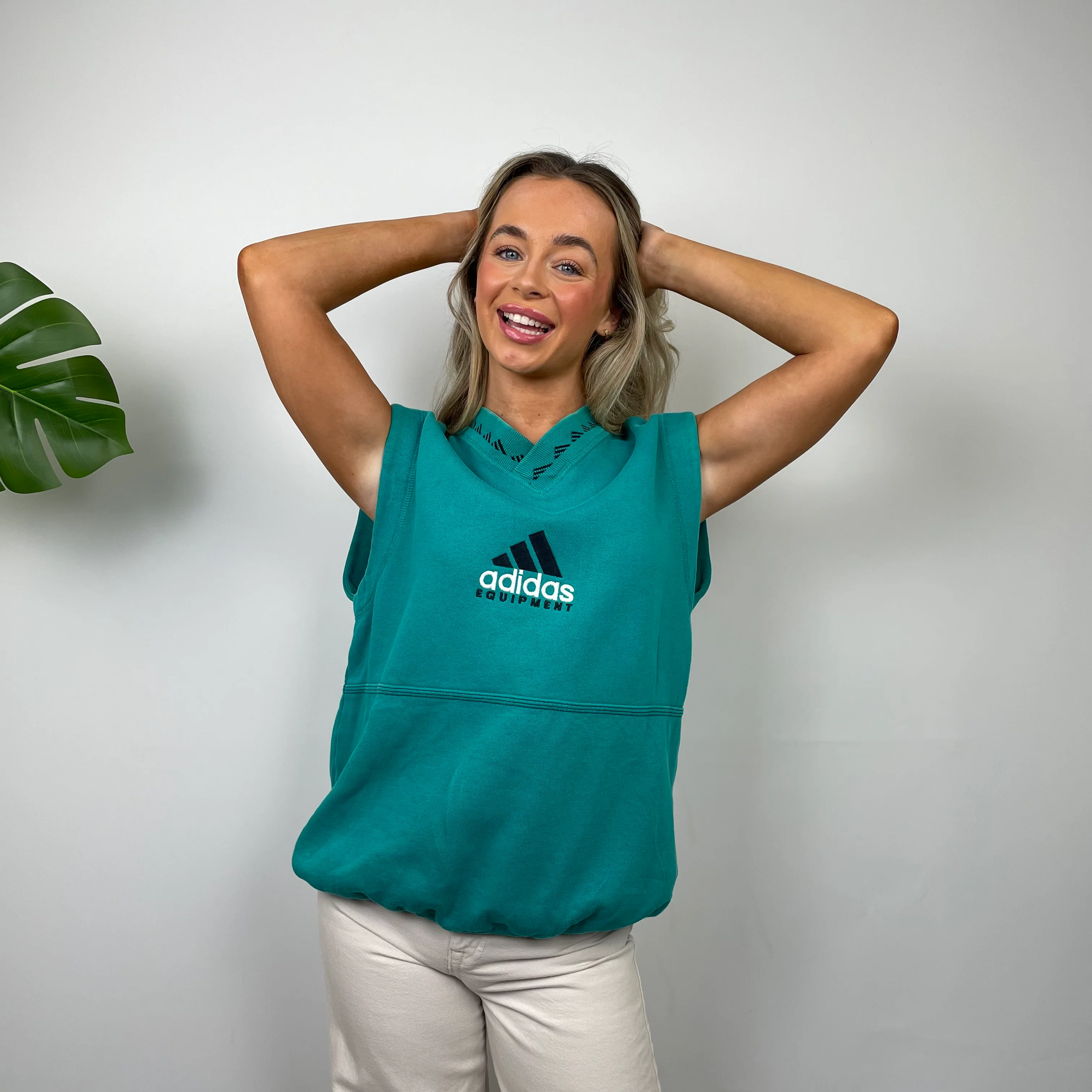 Adidas Equipment Turquoise Embroidered Logo Sweater Vest (S) - Image 3