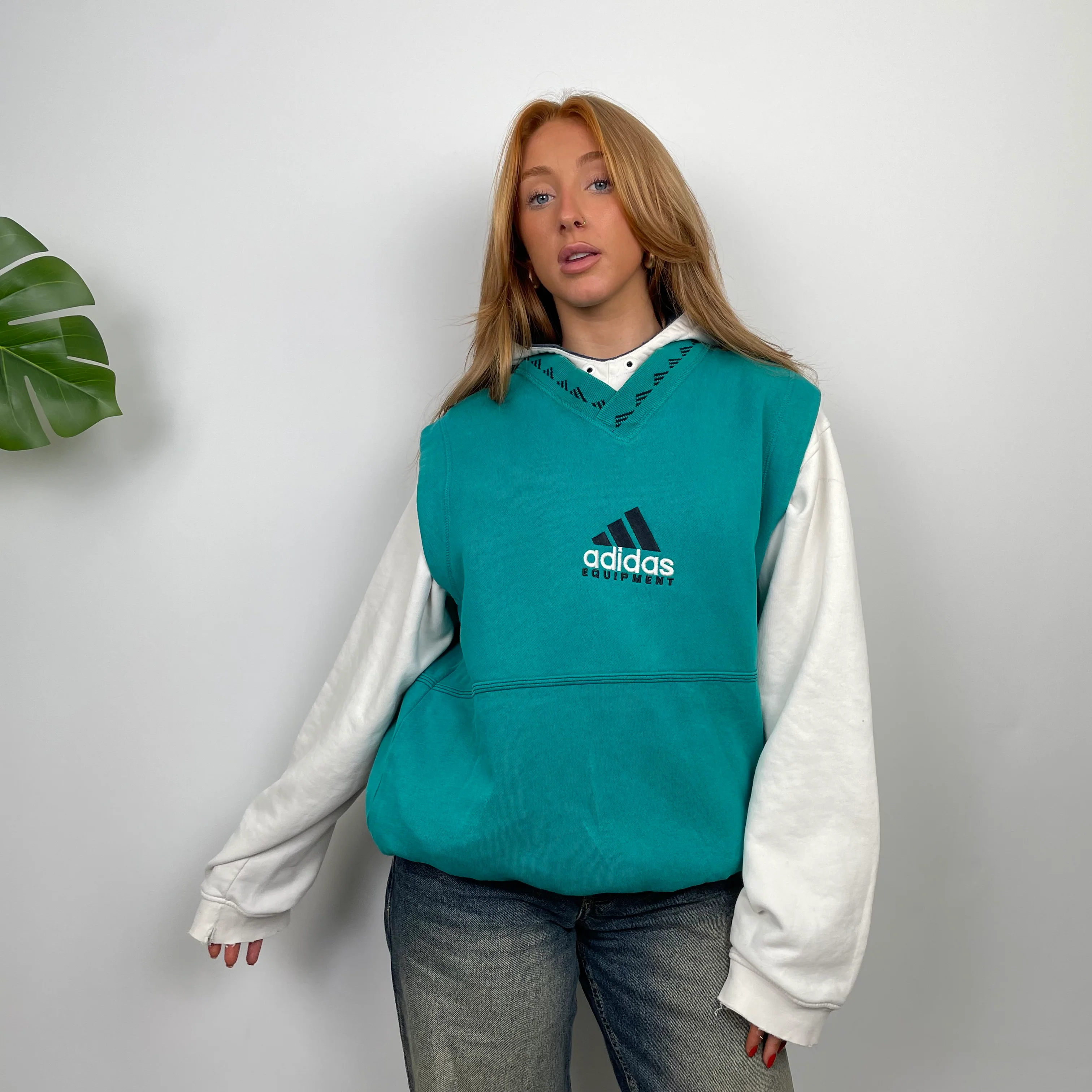 Adidas Equipment Turquoise Embroidered Logo Sweater Vest (S) - Image 2