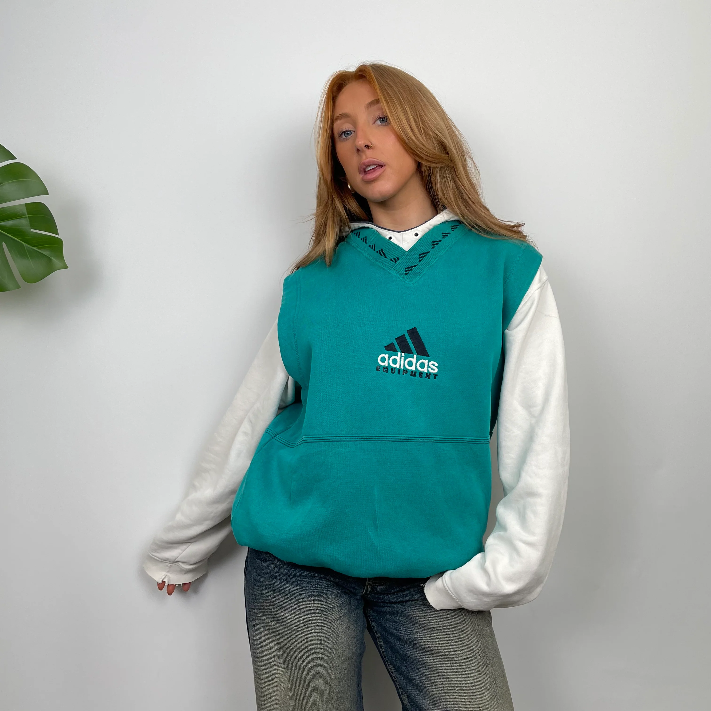 Adidas Equipment Turquoise Embroidered Logo Sweater Vest (S) - Image 4