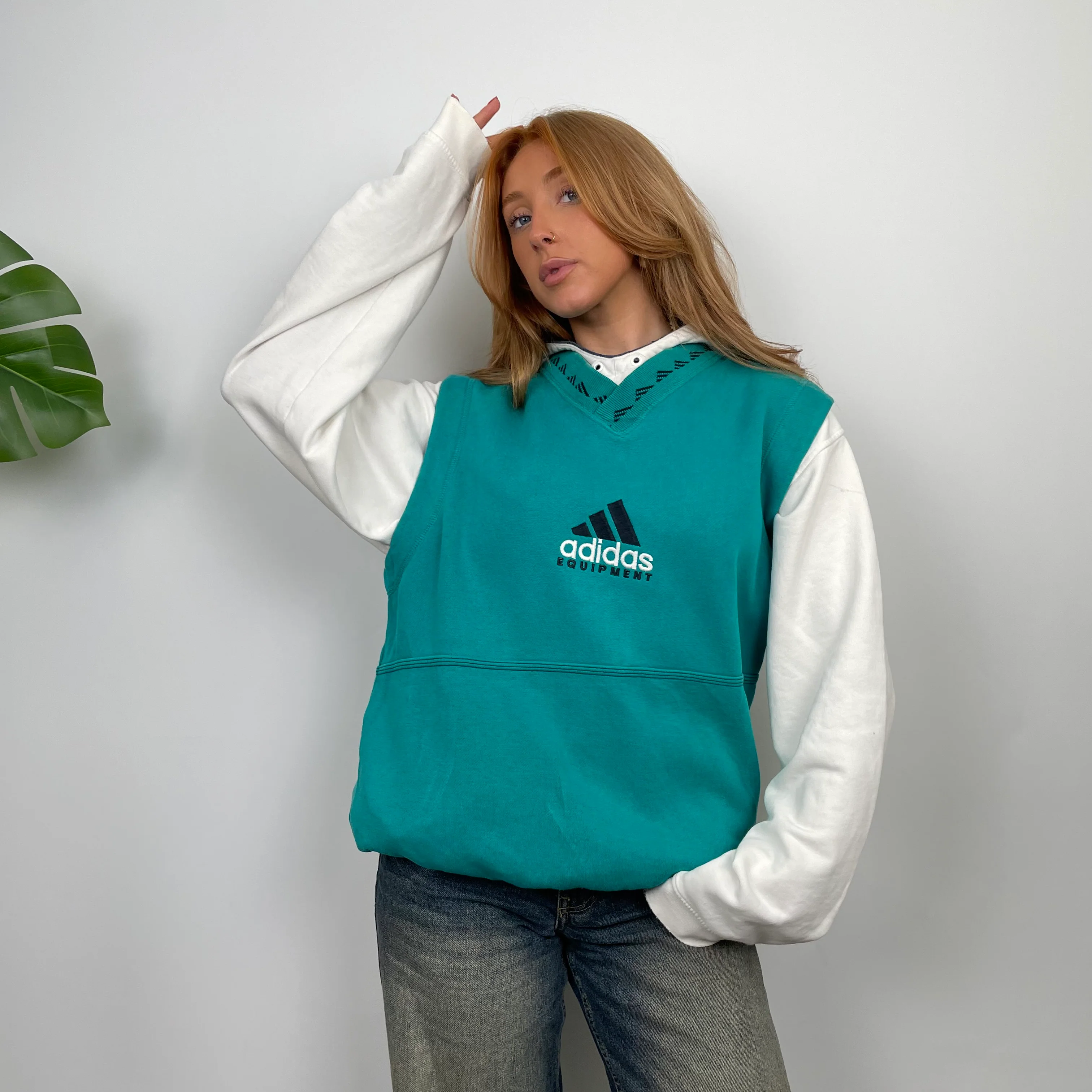 Adidas Equipment Turquoise Embroidered Logo Sweater Vest (S) - Image 5