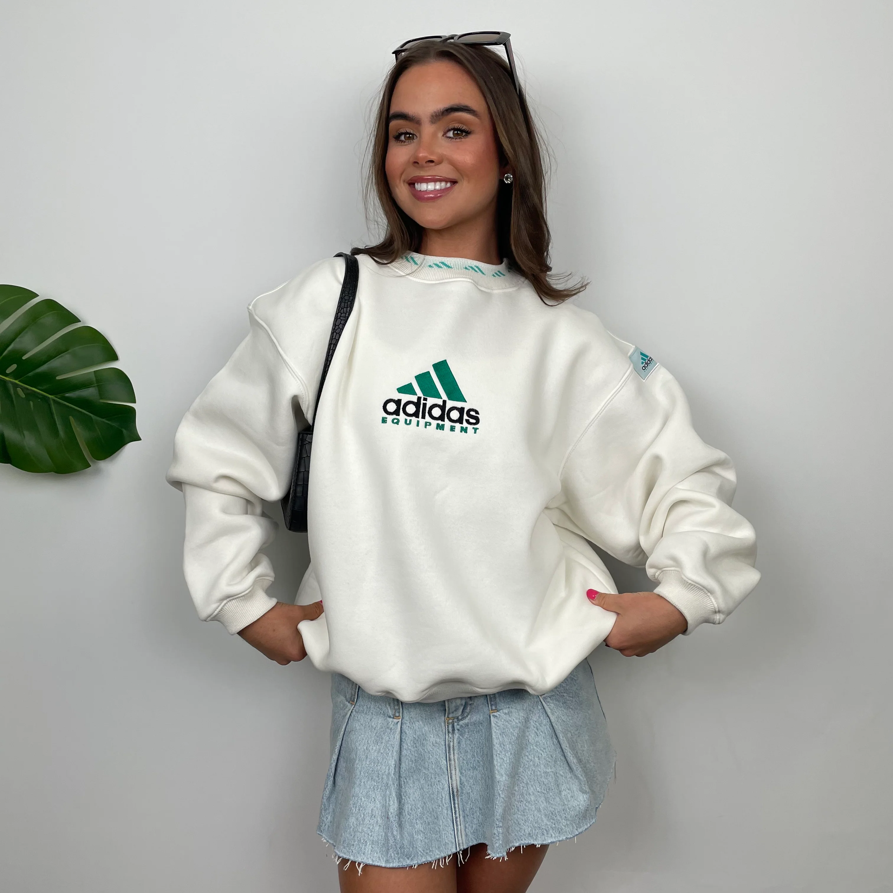 Adidas Equipment White Embroidered Spell Out Sweatshirt (S)