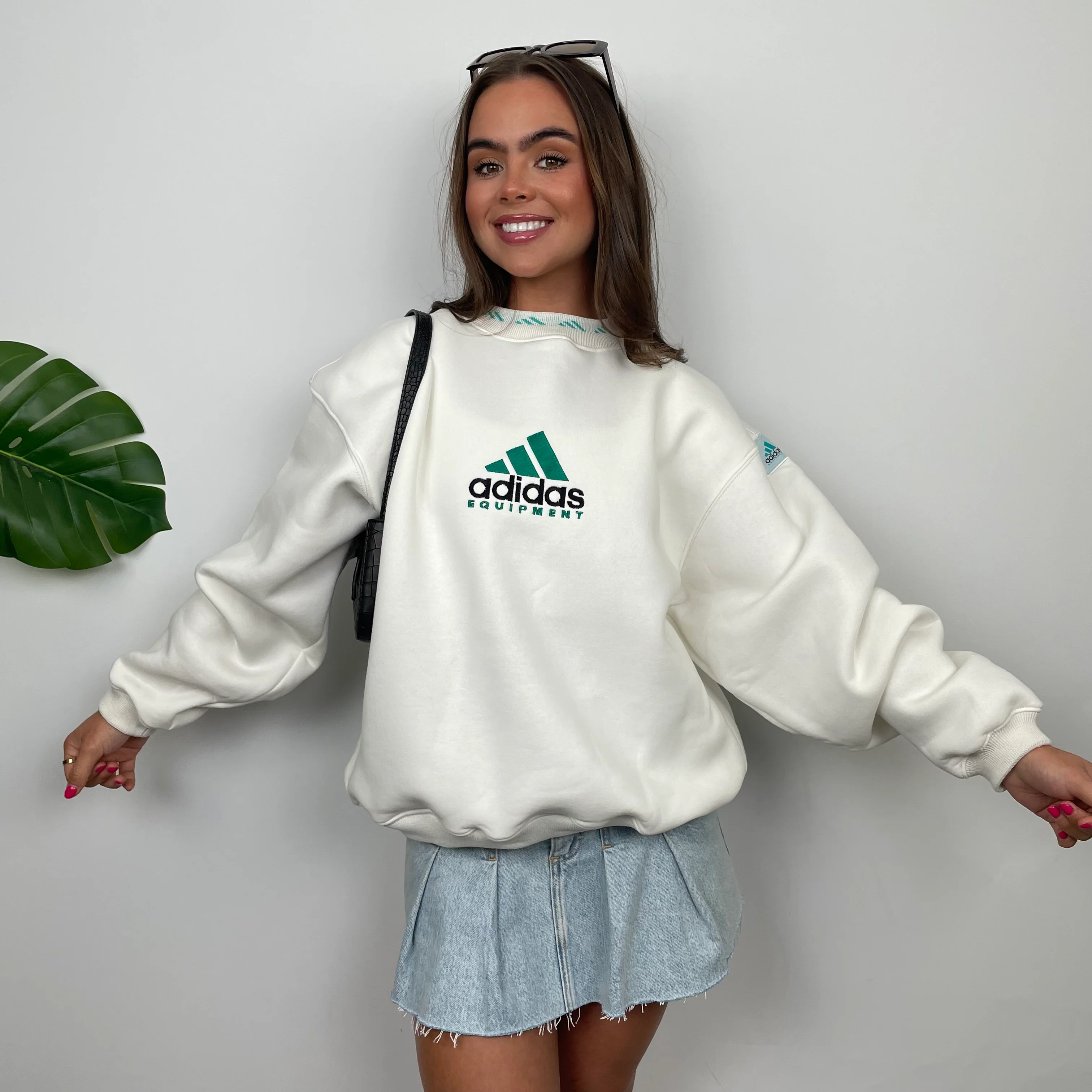 Adidas Equipment White Embroidered Spell Out Sweatshirt (S) - Image 2