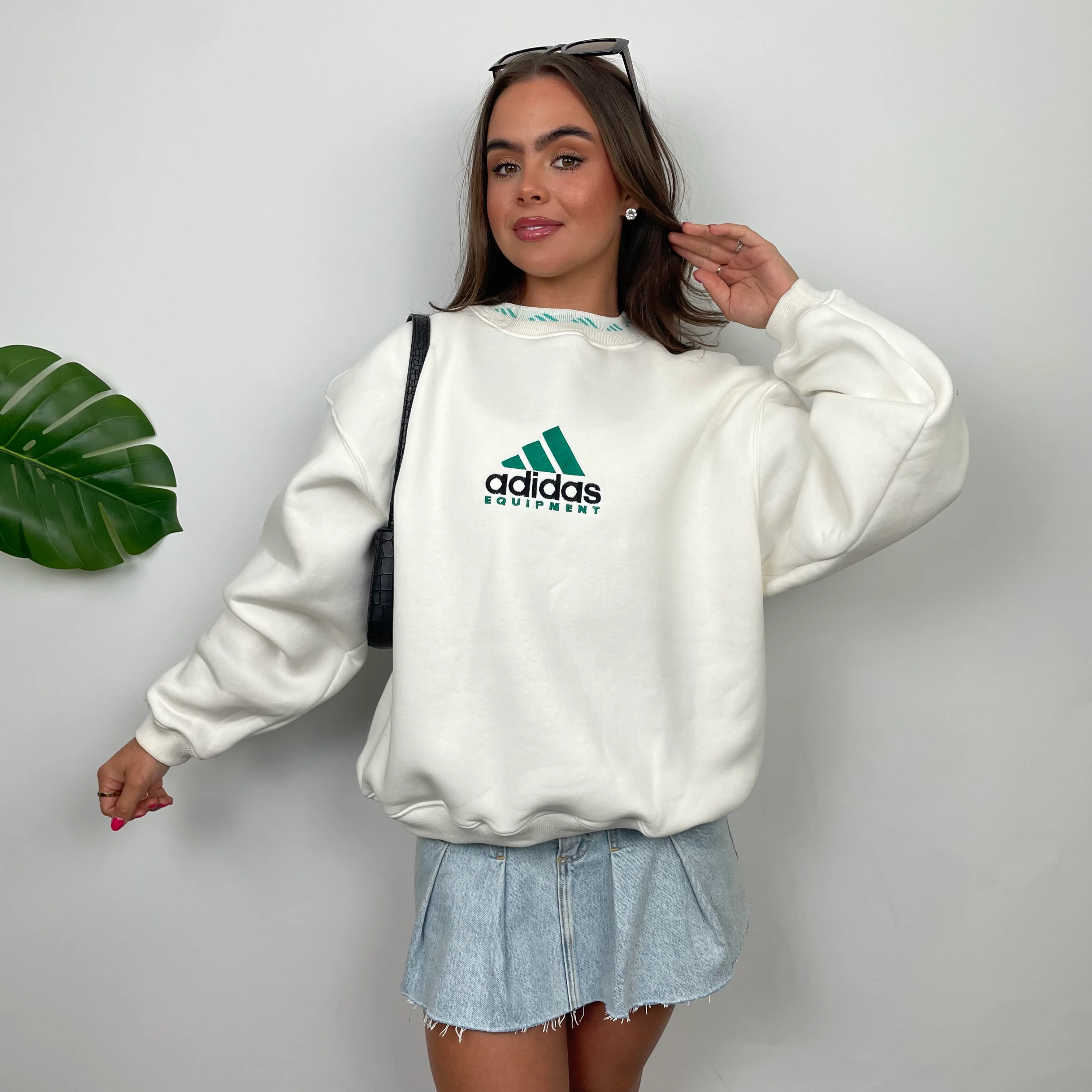 Adidas Equipment White Embroidered Spell Out Sweatshirt (S) - Image 3