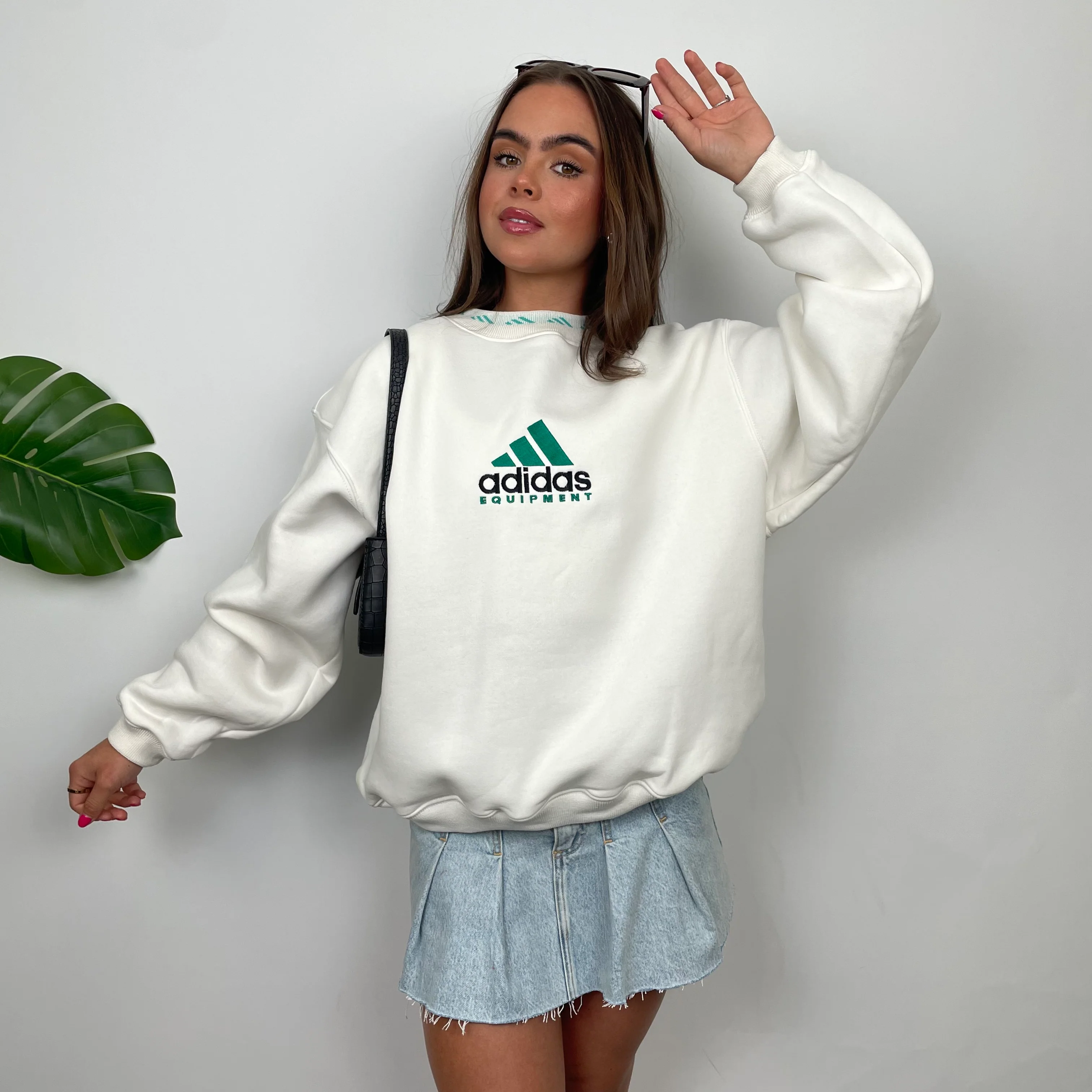 Adidas Equipment White Embroidered Spell Out Sweatshirt (S) - Image 5