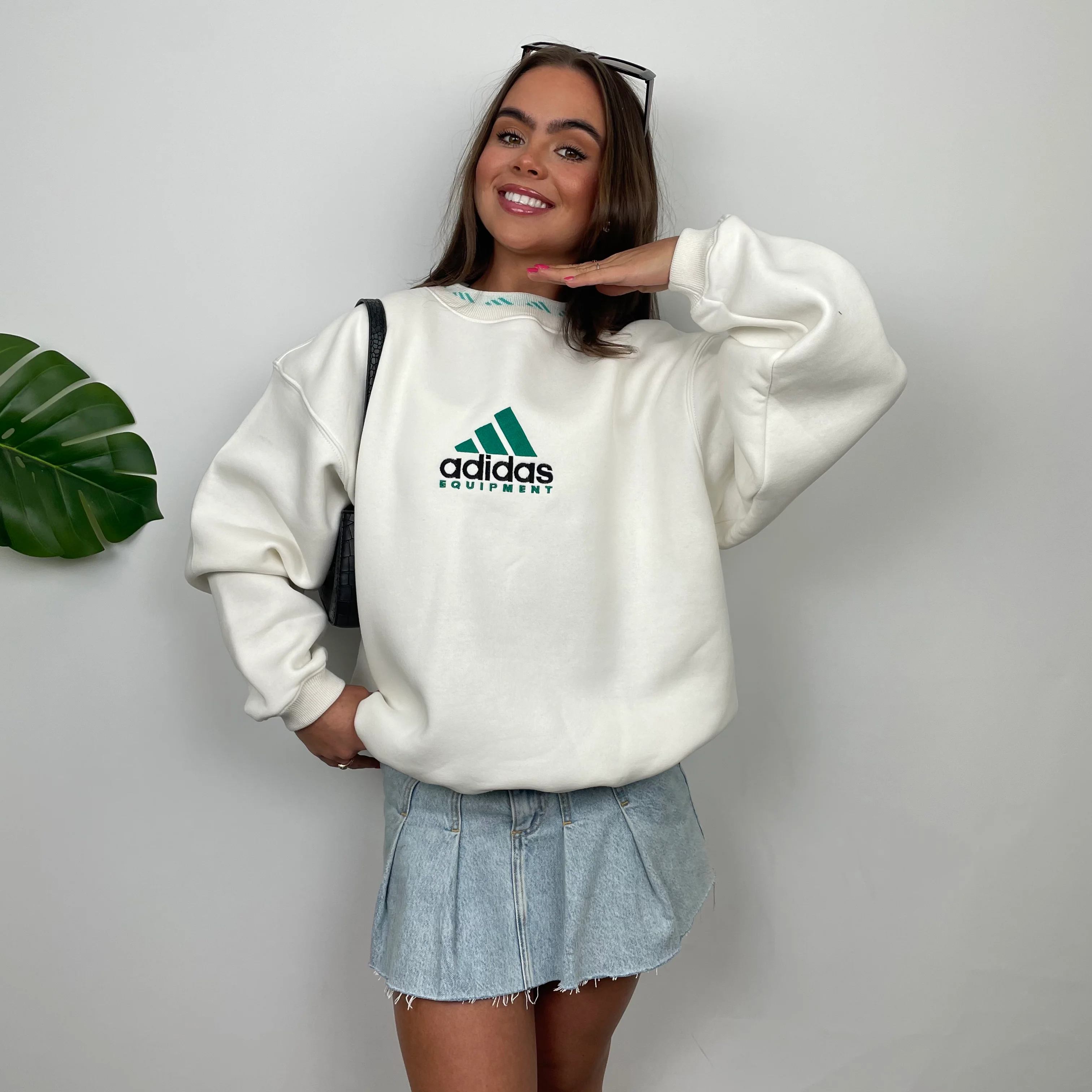 Adidas Equipment White Embroidered Spell Out Sweatshirt (S) - Image 6