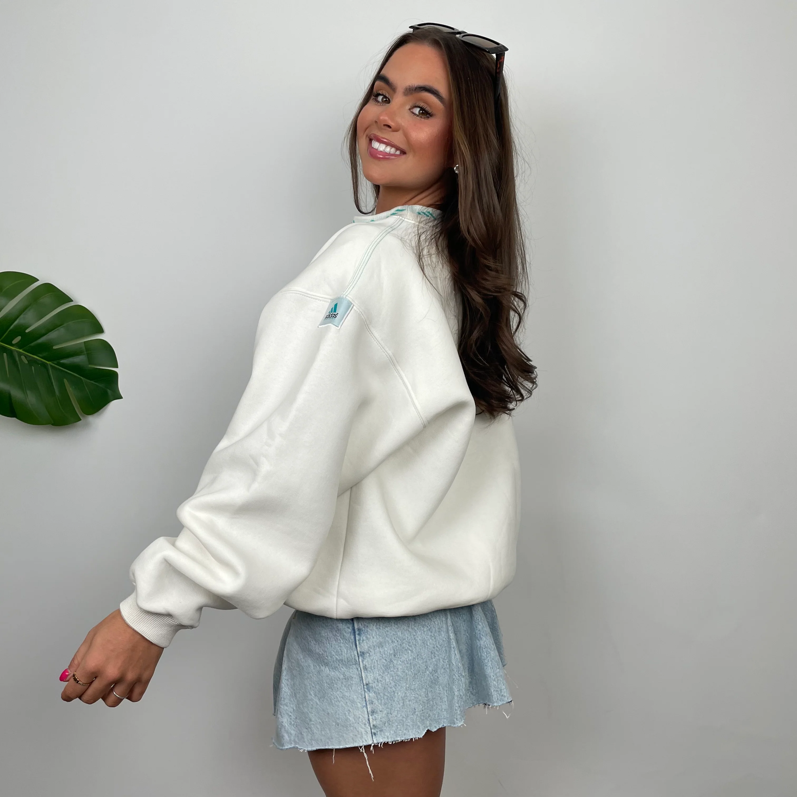 Adidas Equipment White Embroidered Spell Out Sweatshirt (S) - Image 7