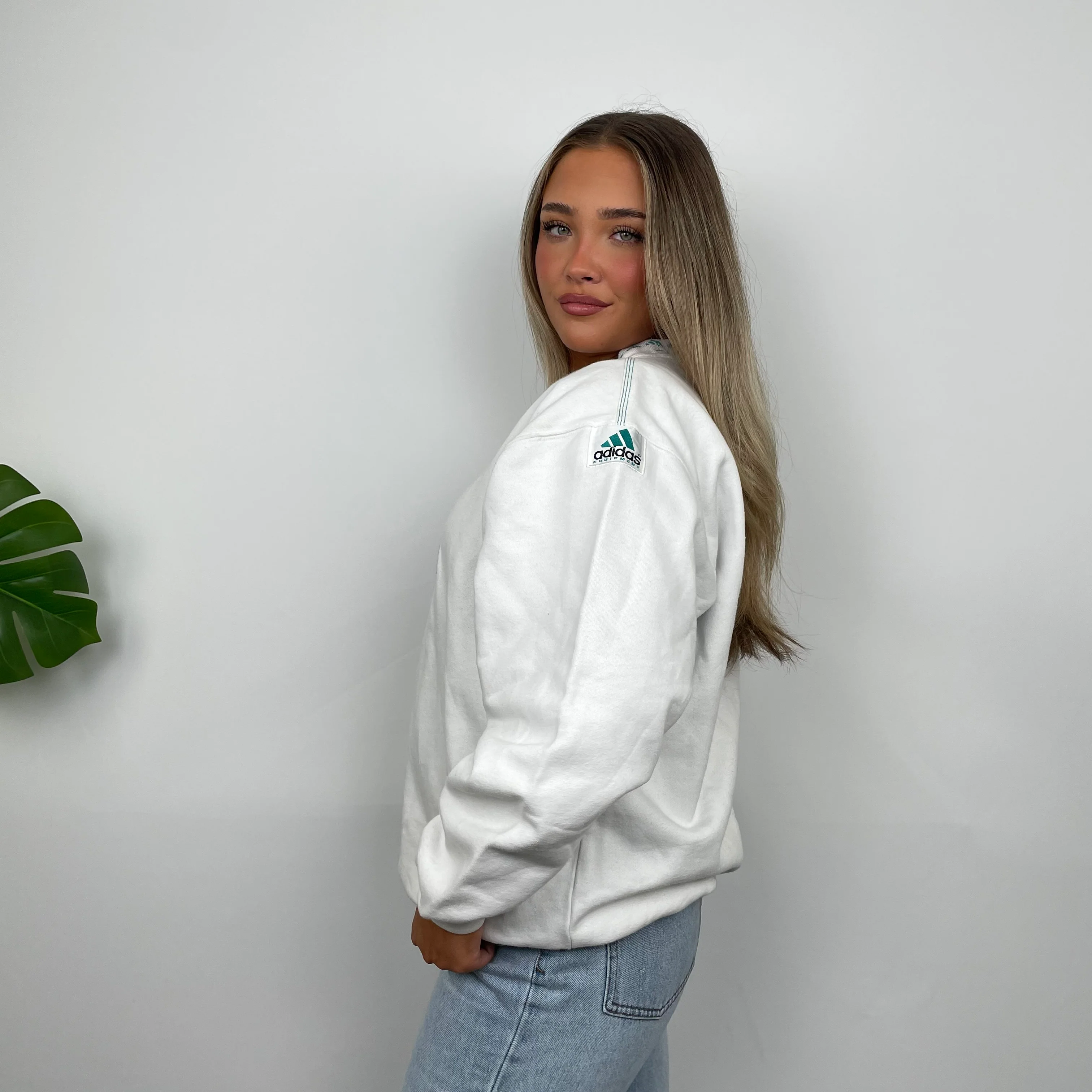 Adidas Equipment White Embroidered Spell Out Sweatshirt (M) - Image 8
