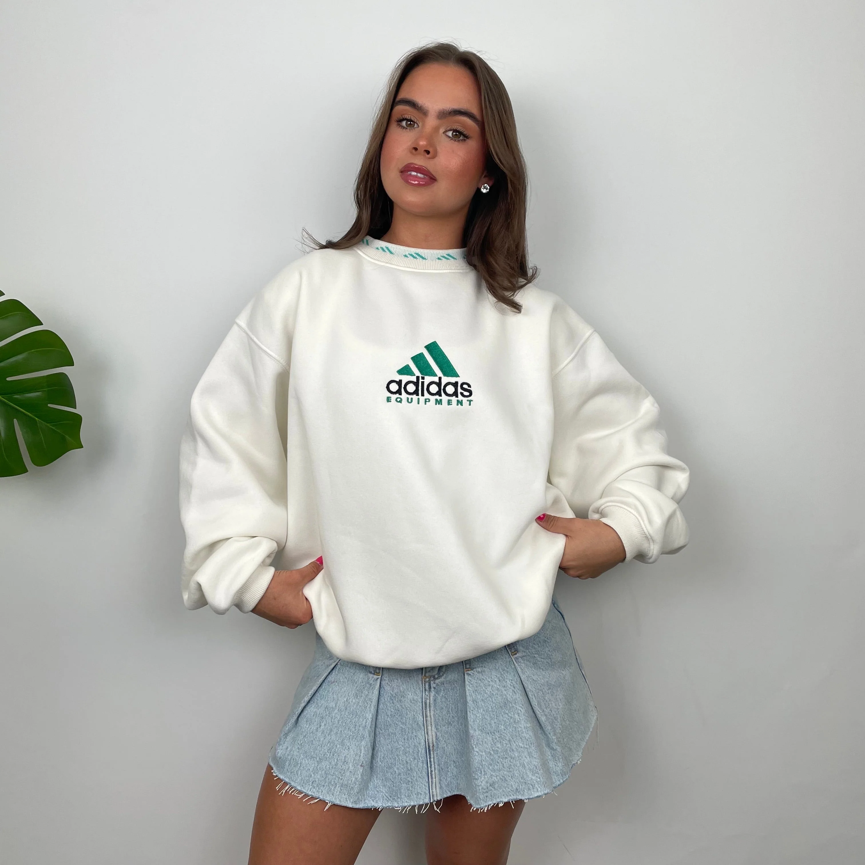 Adidas Equipment White Embroidered Spell Out Sweatshirt (S)