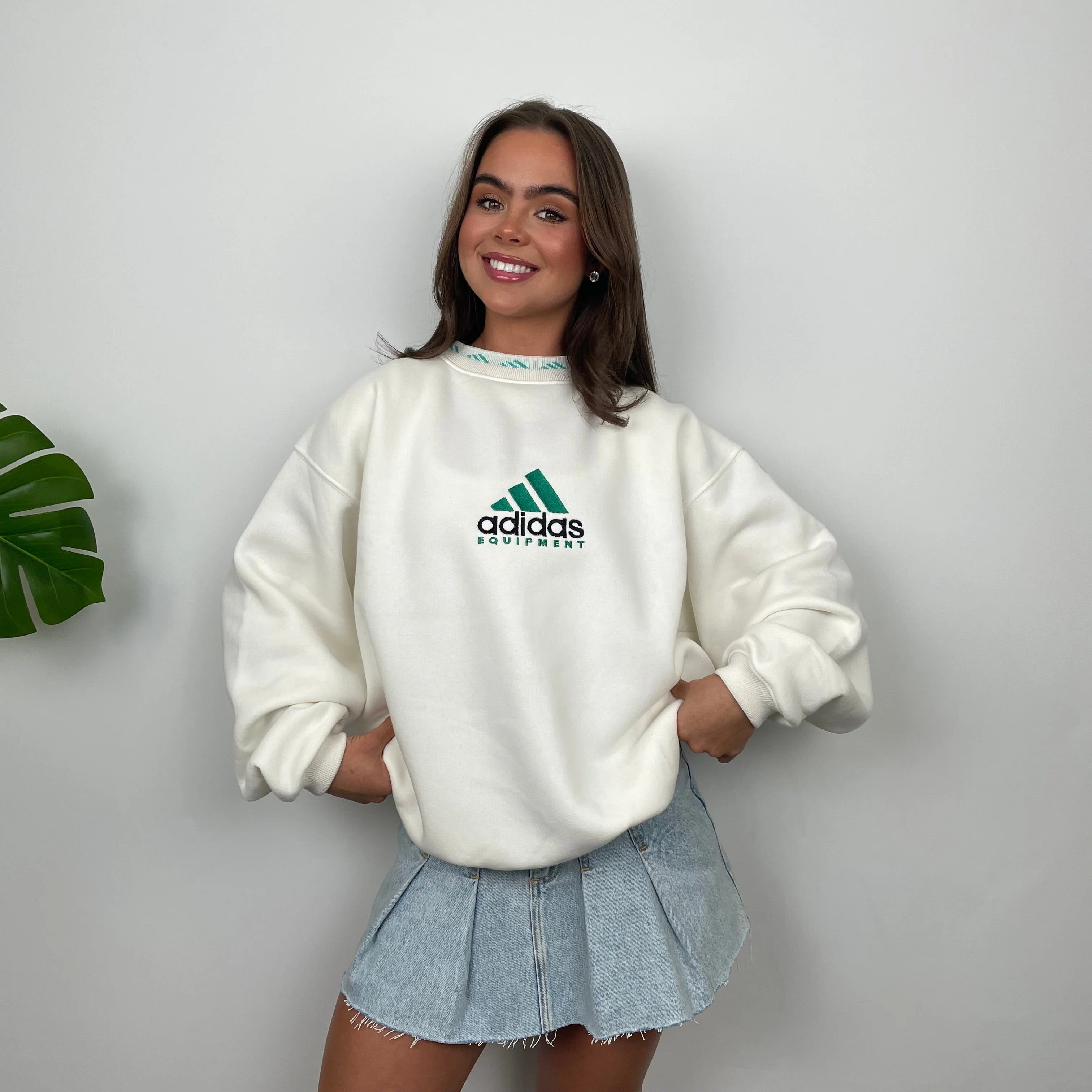 Adidas Equipment White Embroidered Spell Out Sweatshirt (S) - Image 6