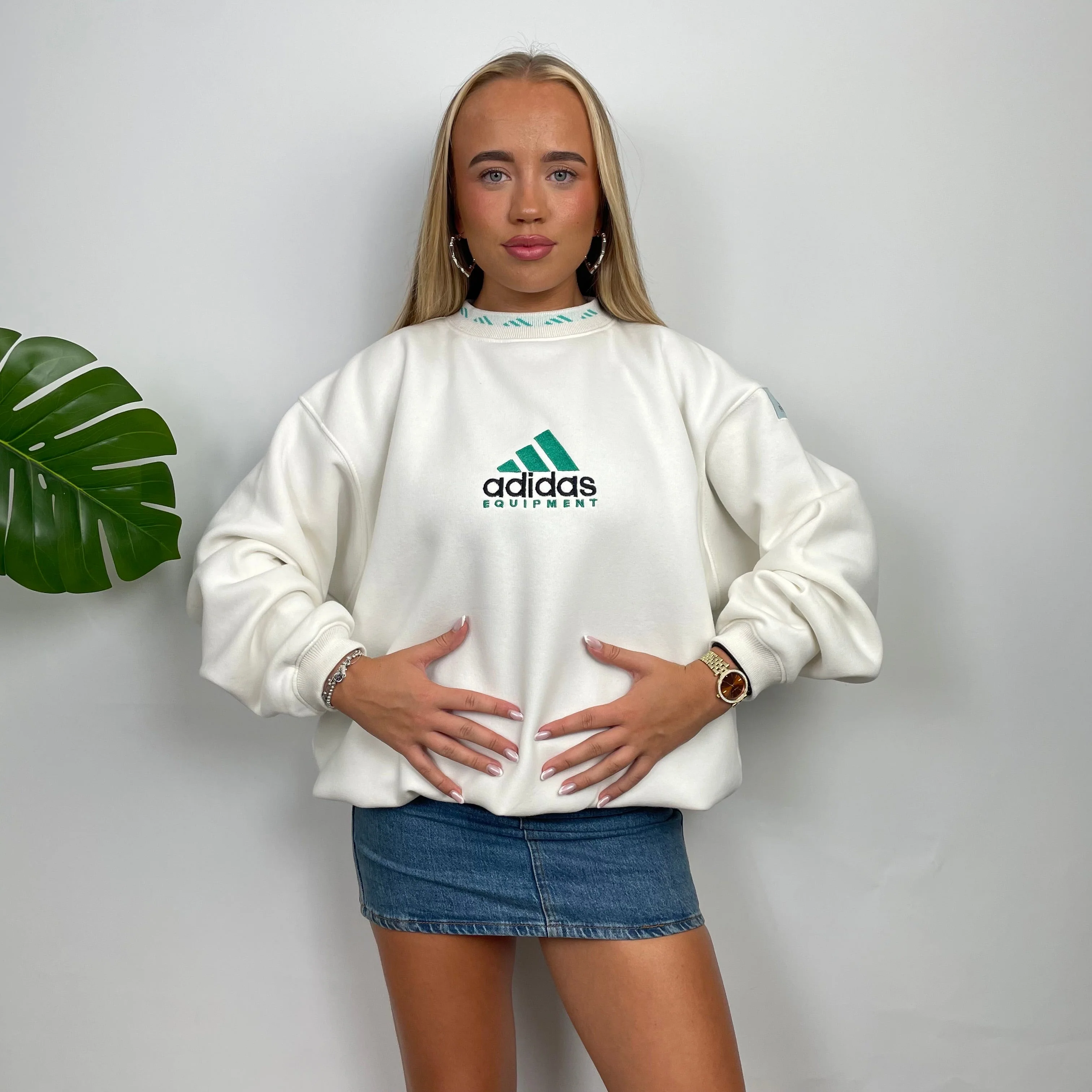 Adidas Equipment White Embroidered Spell Out Sweatshirt as worn by Annalivia Hynds (S) - Image 2