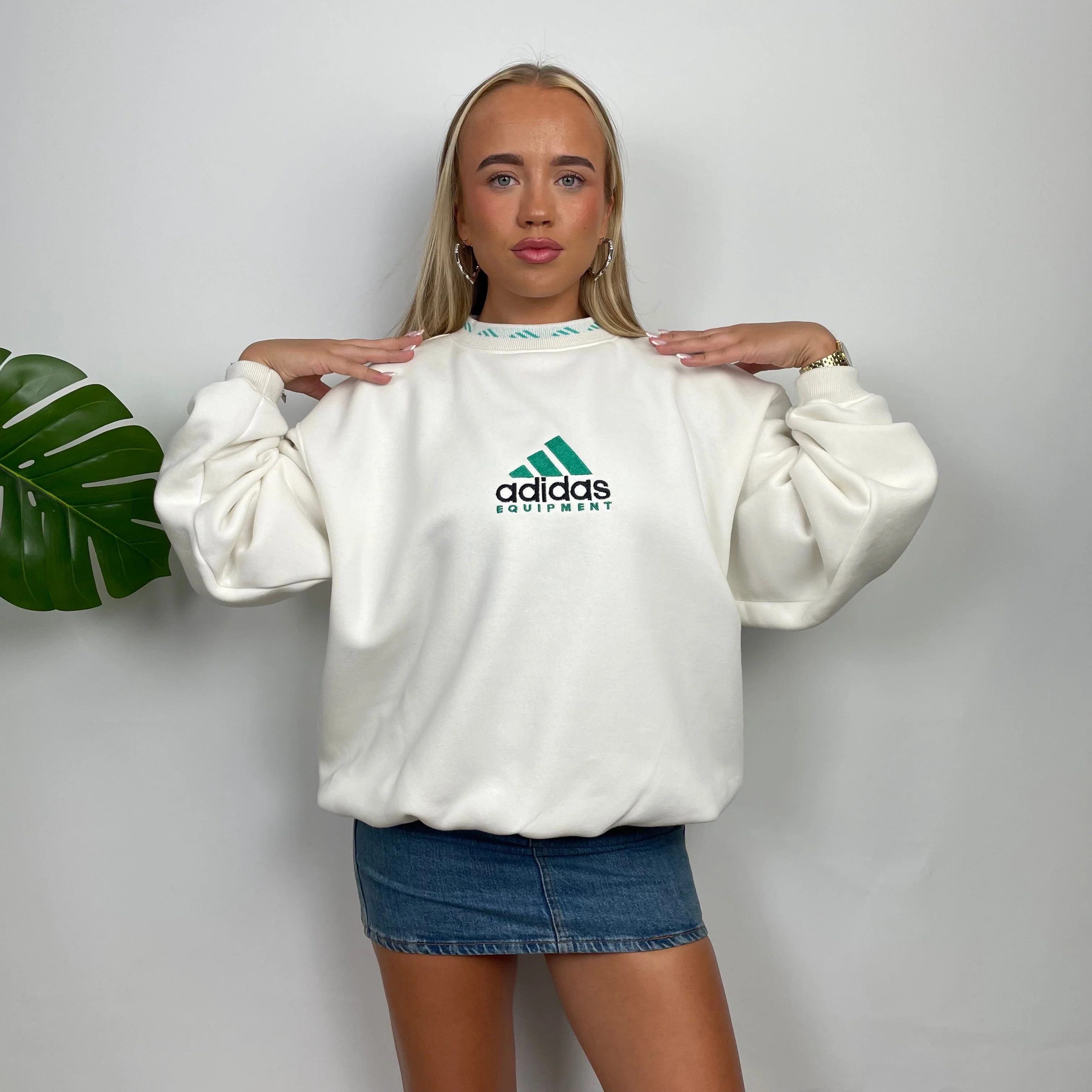 Adidas Equipment White Embroidered Spell Out Sweatshirt as worn by Annalivia Hynds (S) - Image 5