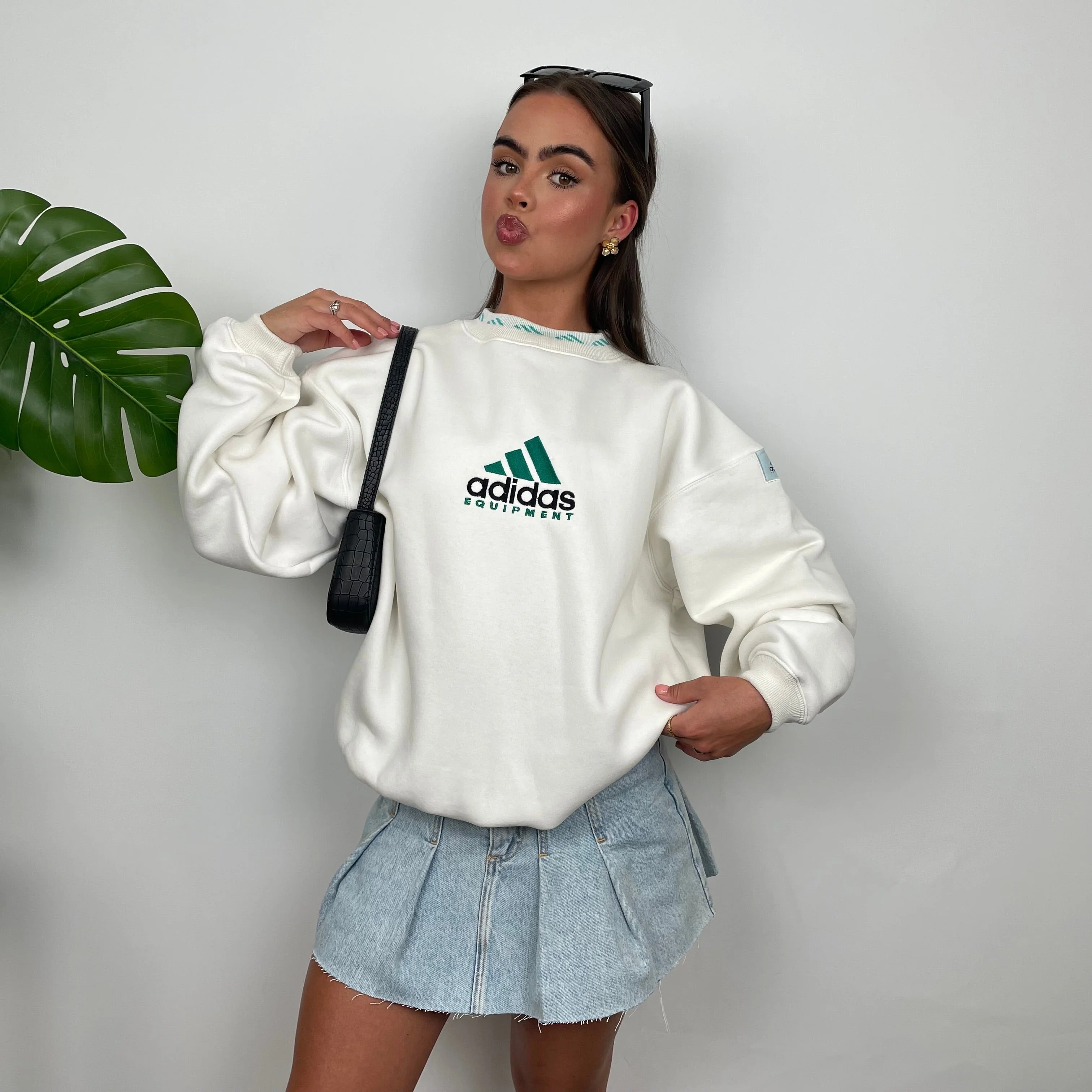 Adidas Equipment White Embroidered Spell Out Sweatshirt as worn by Annalivia Hynds (S) - Image 2