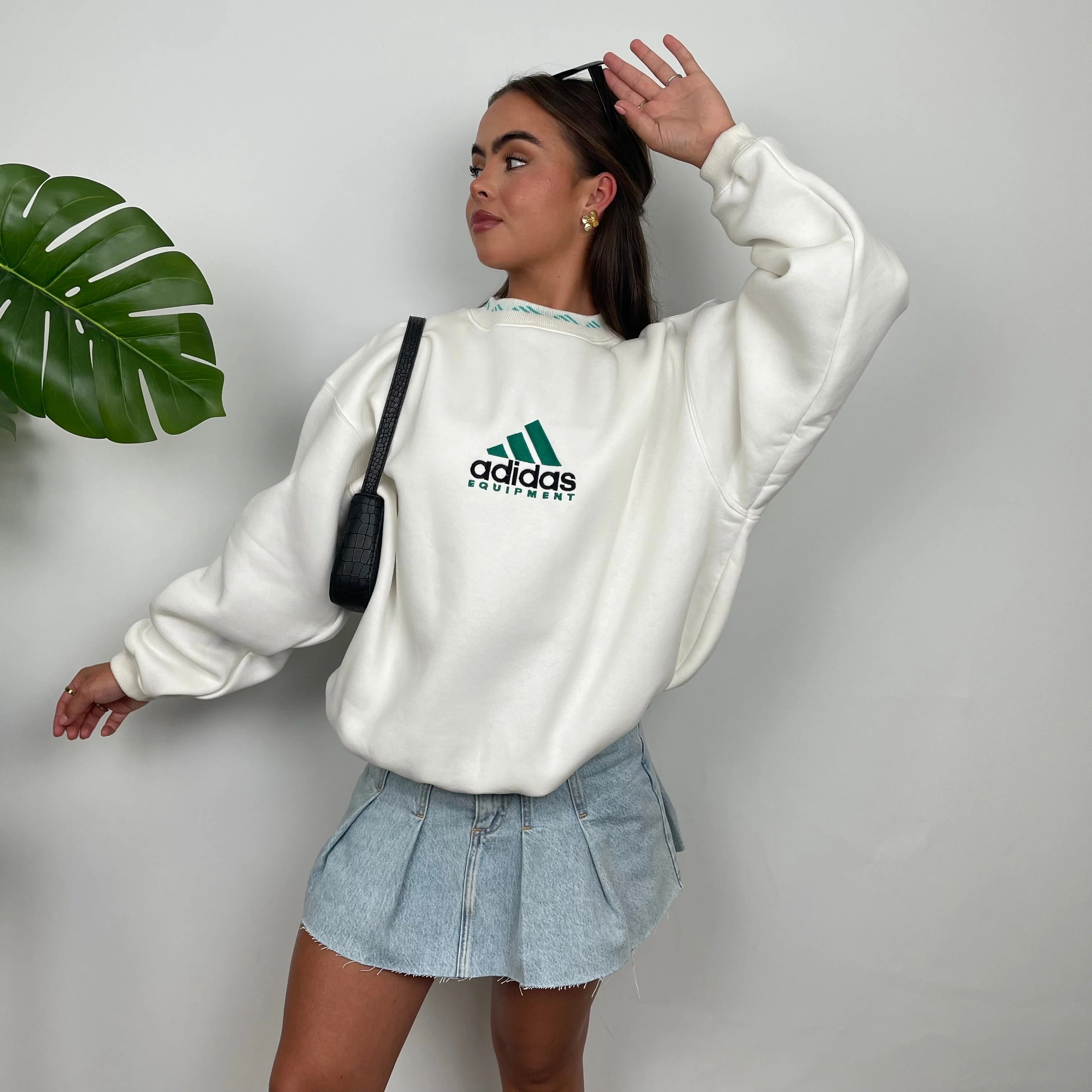 Adidas Equipment White Embroidered Spell Out Sweatshirt as worn by Annalivia Hynds (S) - Image 4