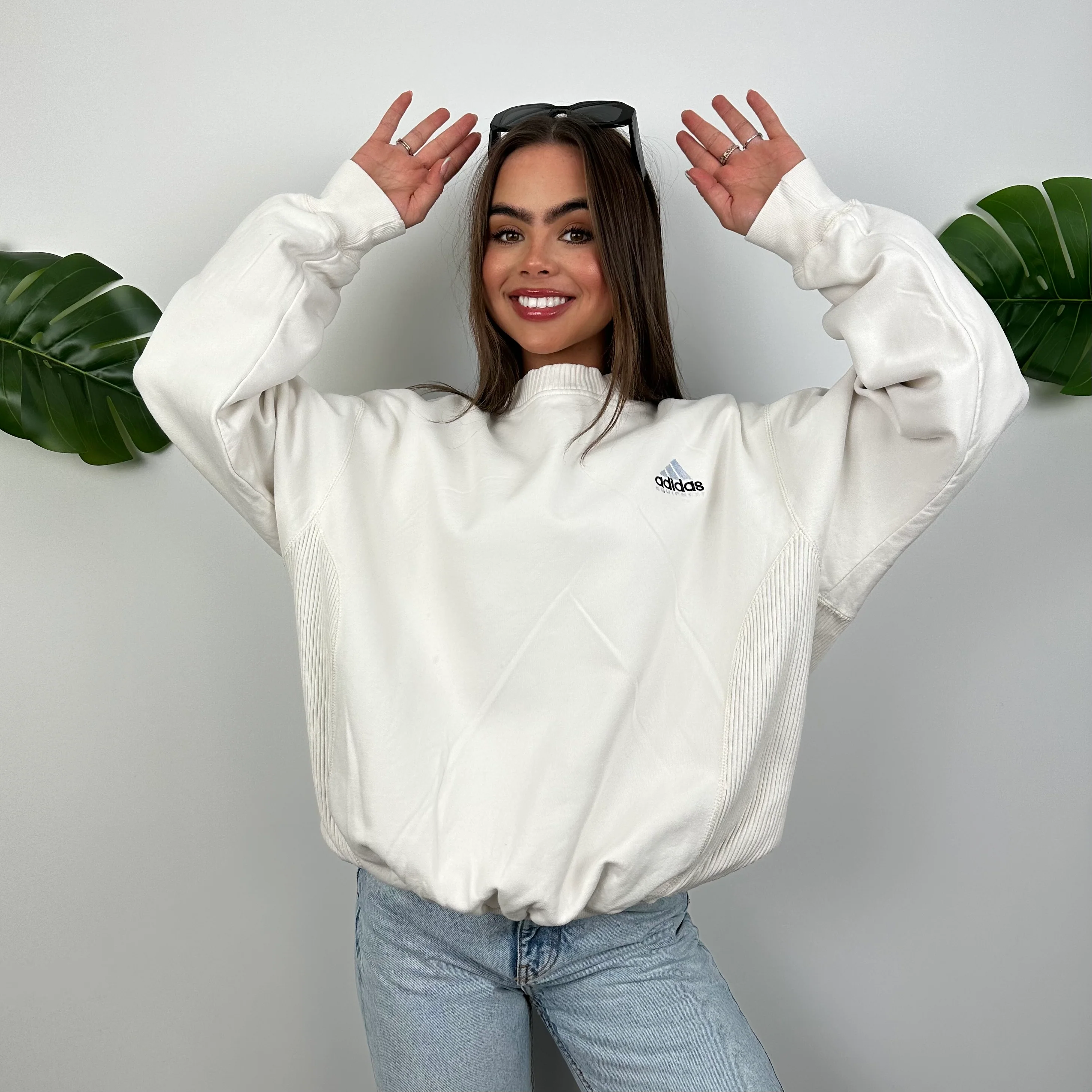 Adidas Equipment White Embroidered Spell Out Sweatshirt (M) - Image 2
