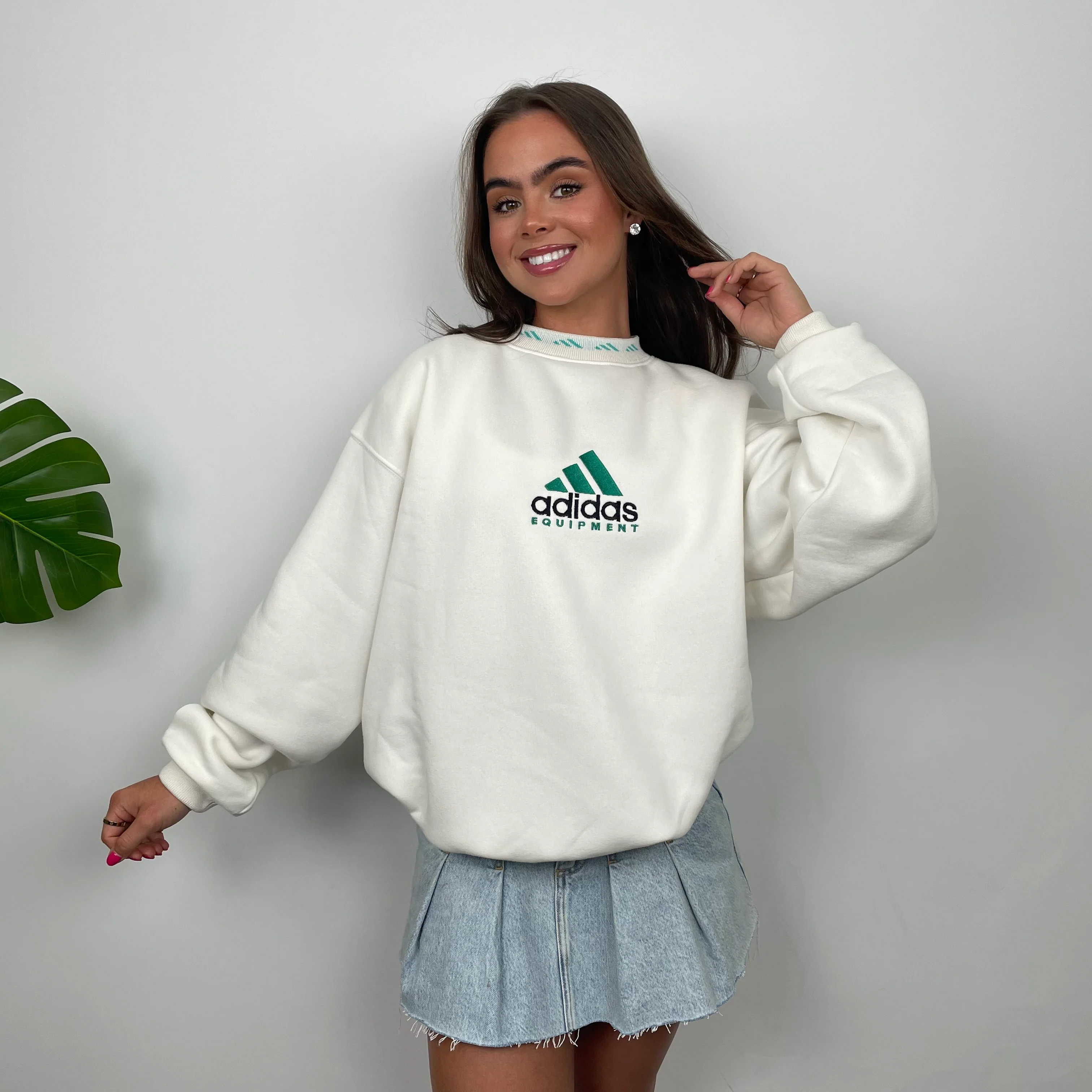 Adidas Equipment White Embroidered Spell Out Sweatshirt (M) - Image 2