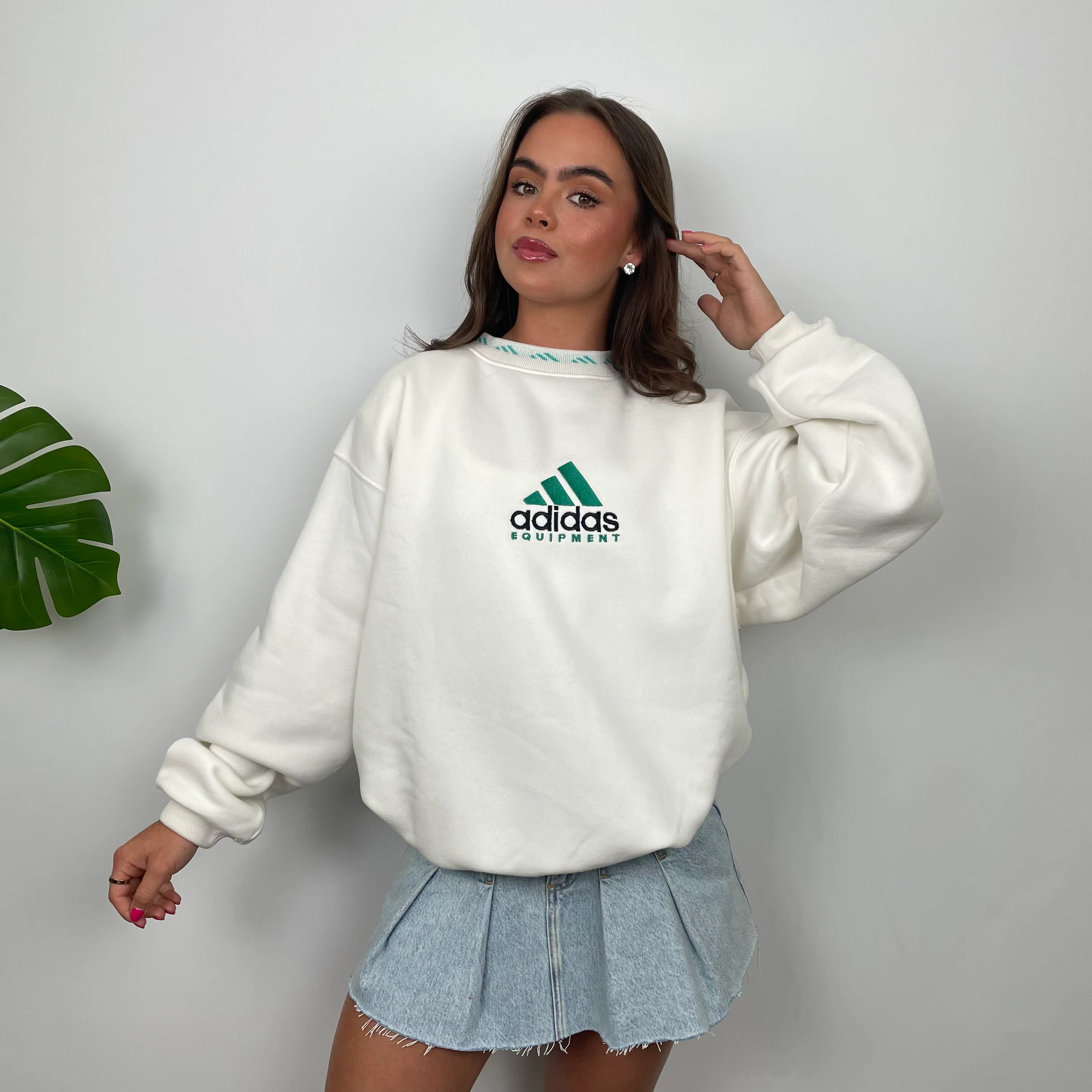 Adidas Equipment White Embroidered Spell Out Sweatshirt (M) - Image 3