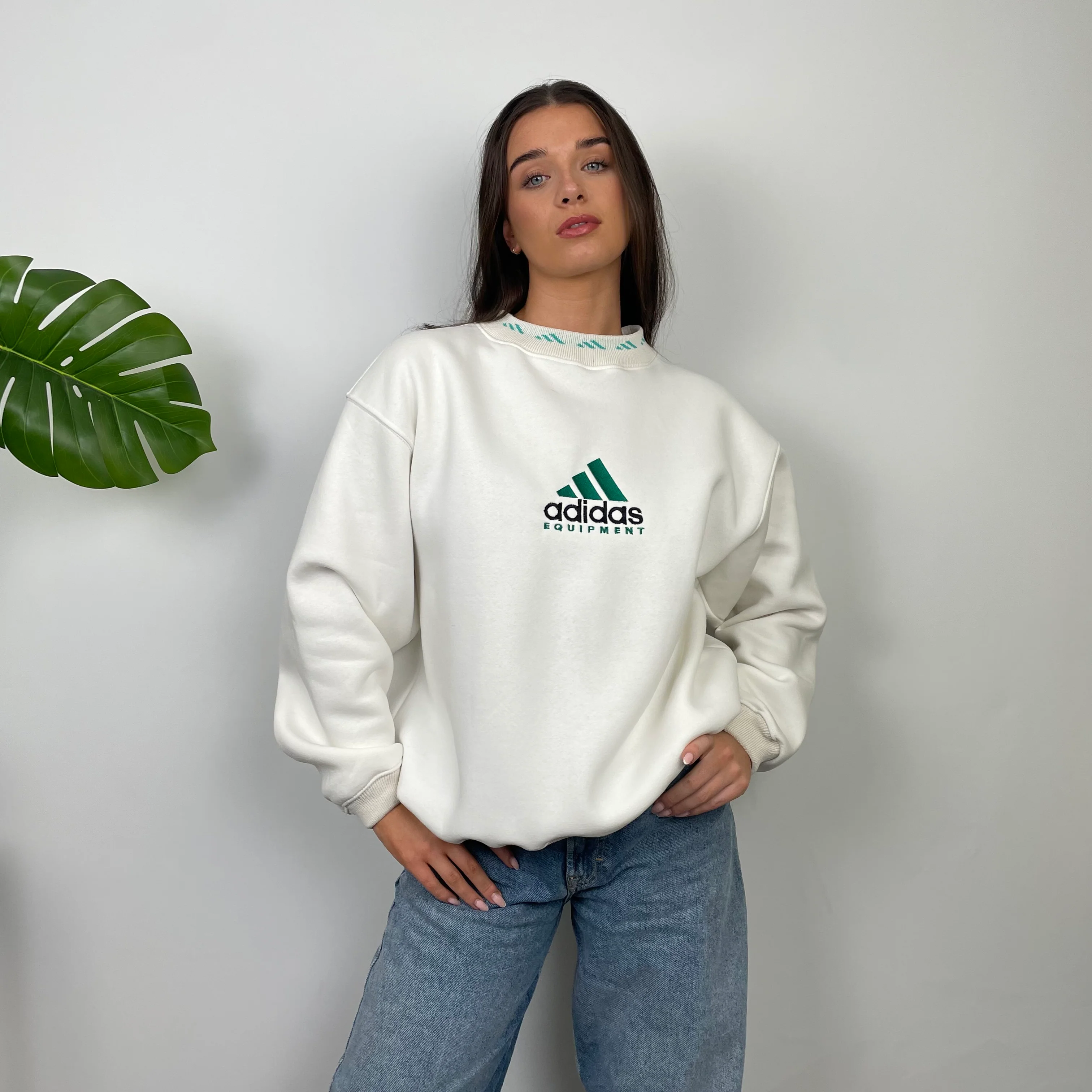 Adidas Equipment White Embroidered Spell Out Sweatshirt (M) - Image 4