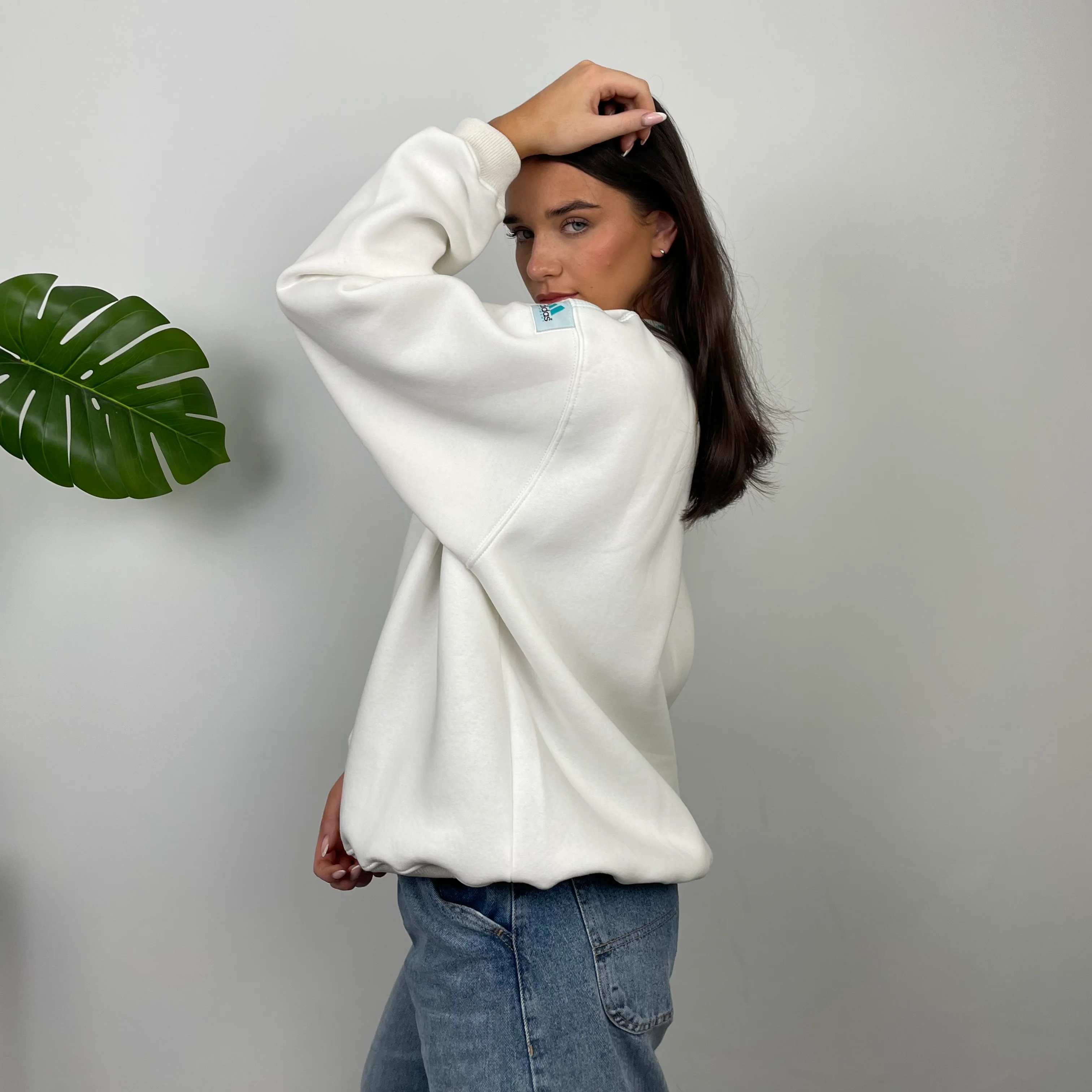 Adidas Equipment White Embroidered Spell Out Sweatshirt (M) - Image 7