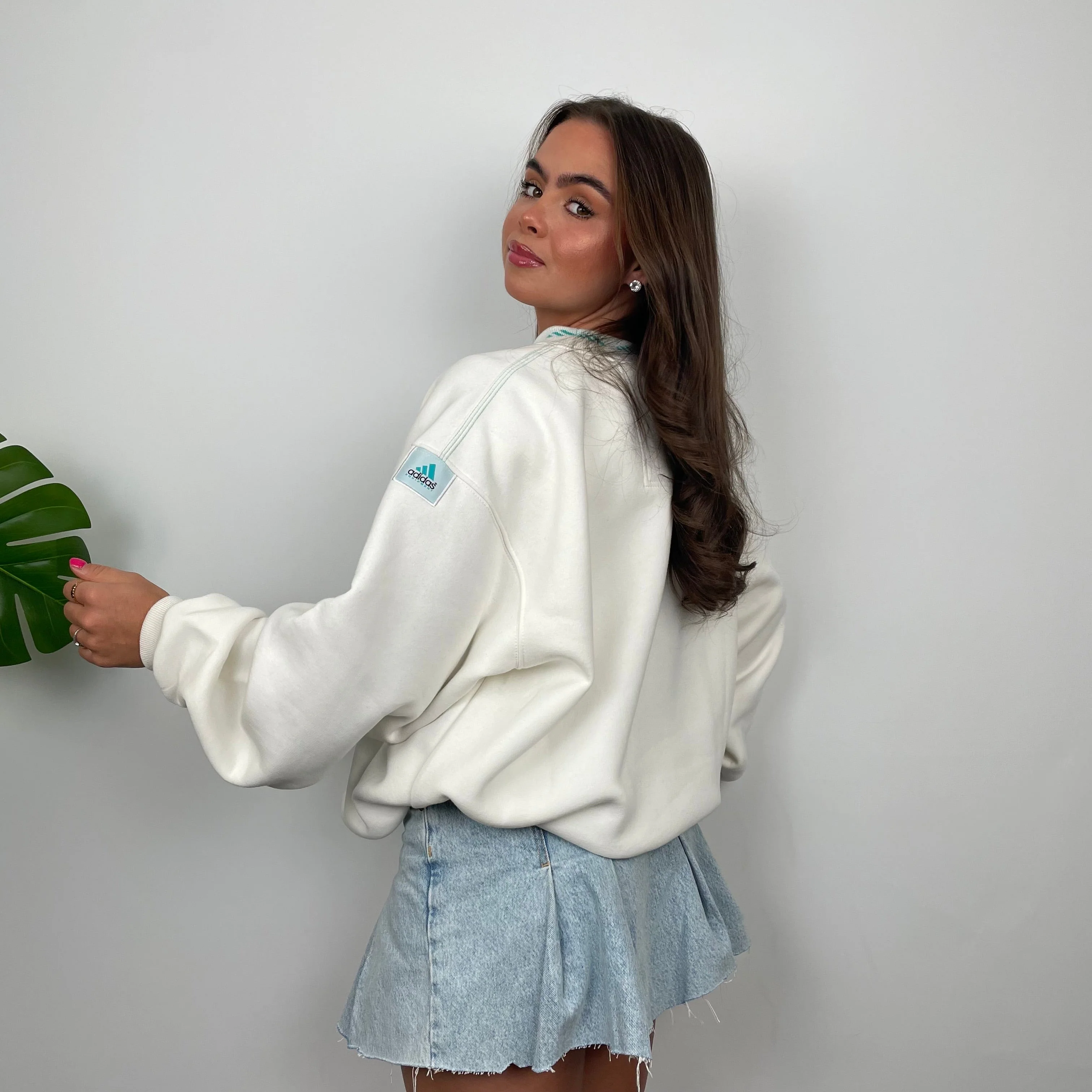 Adidas Equipment White Embroidered Spell Out Sweatshirt (M) - Image 4