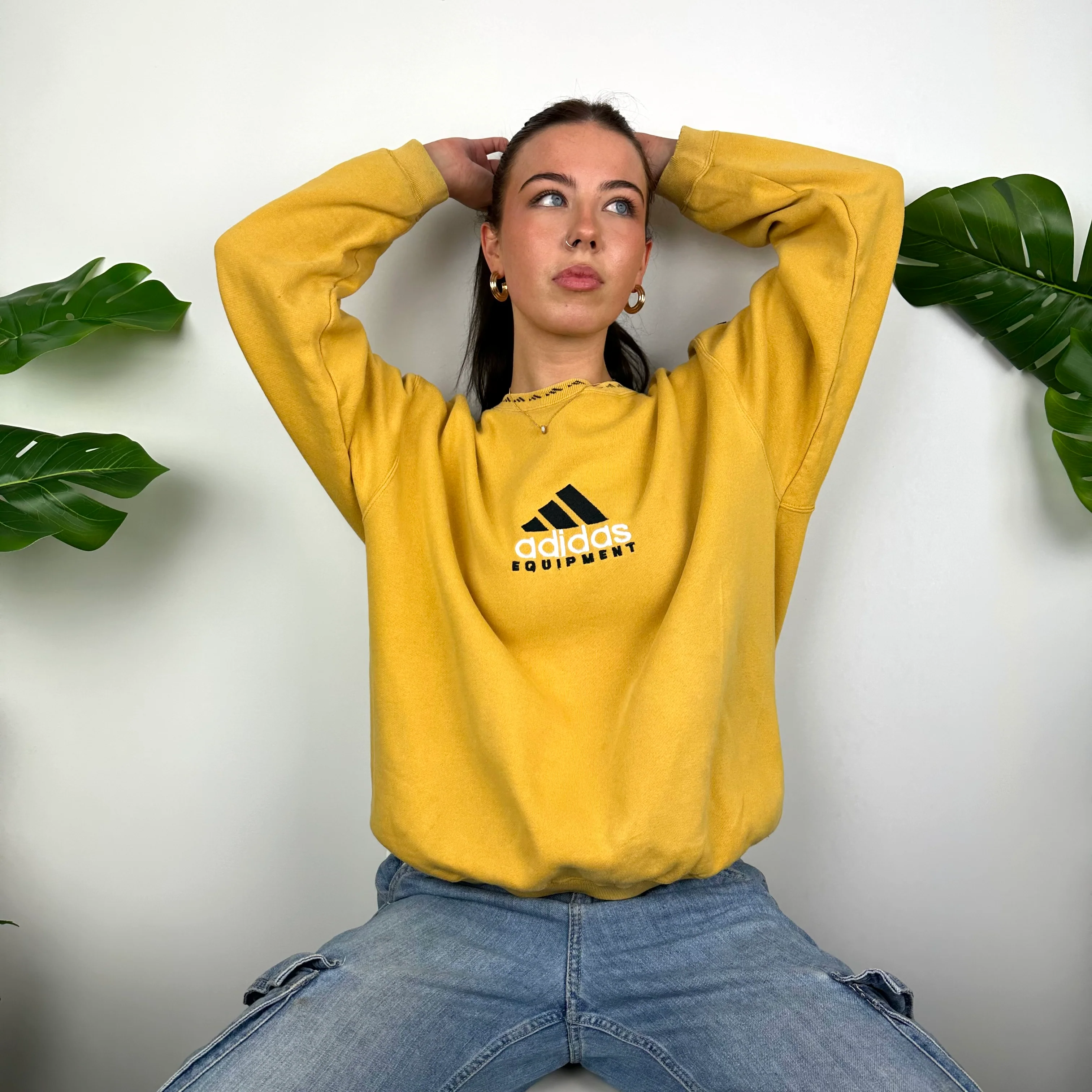 Adidas Equipment Yellow Embroidered Spell Out Sweatshirt (M) - Image 10
