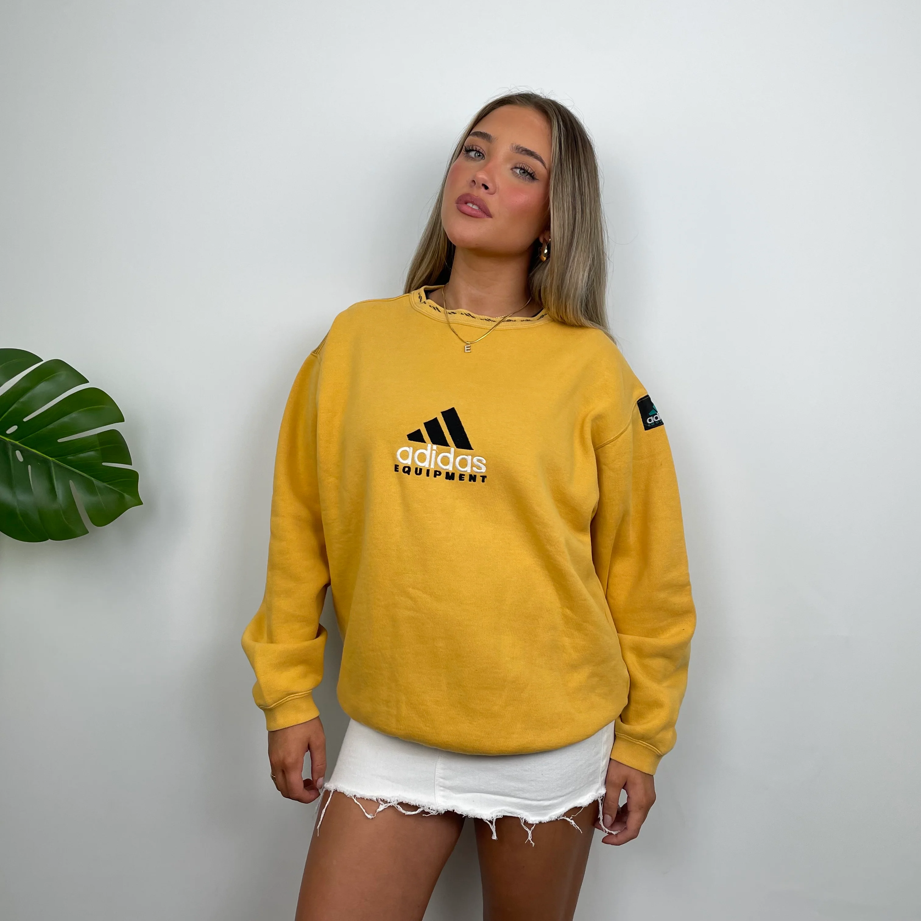 Adidas Equipment Yellow Embroidered Spell Out Sweatshirt (M) - Image 6