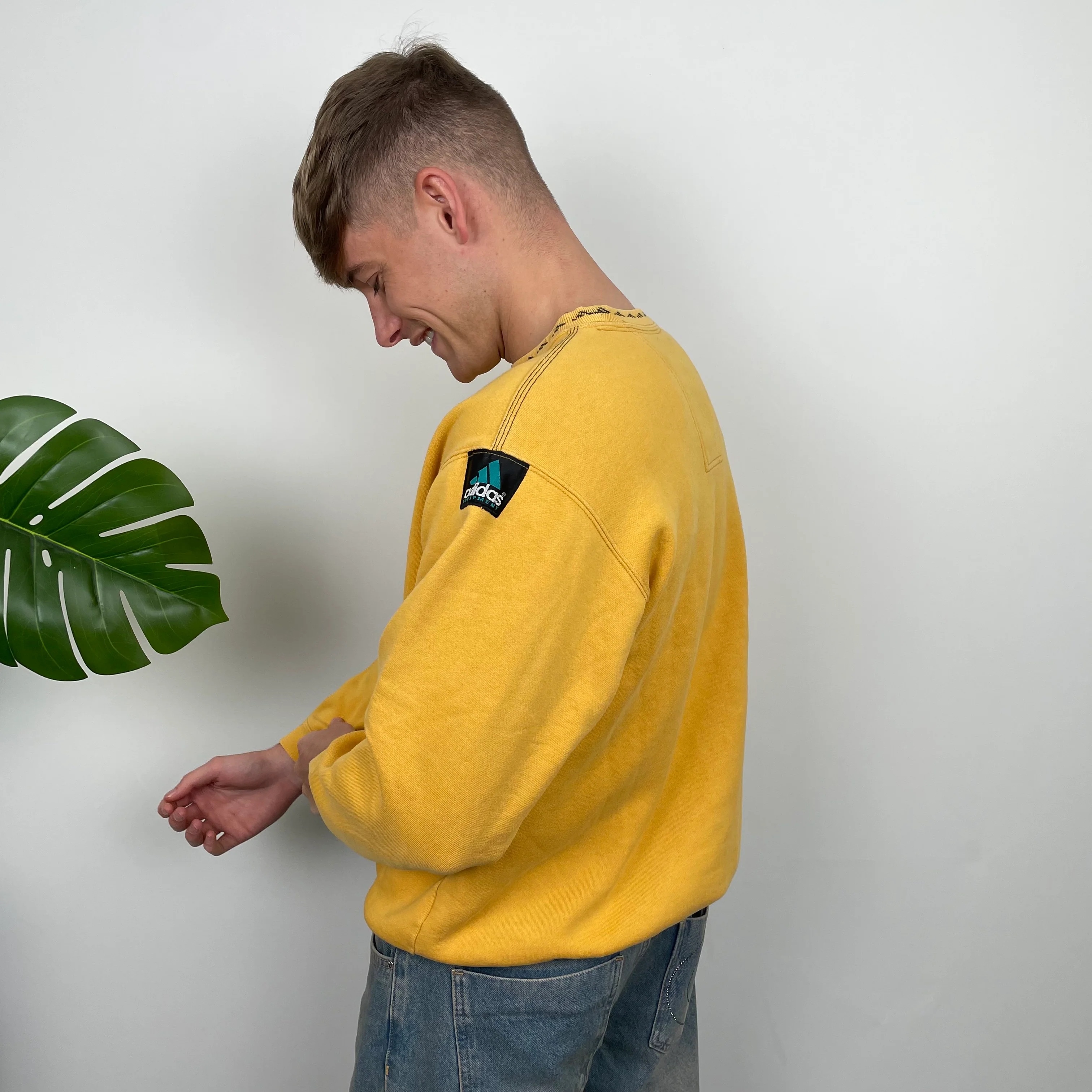 Adidas Equipment Yellow Embroidered Spell Out Sweatshirt (M) - Image 6