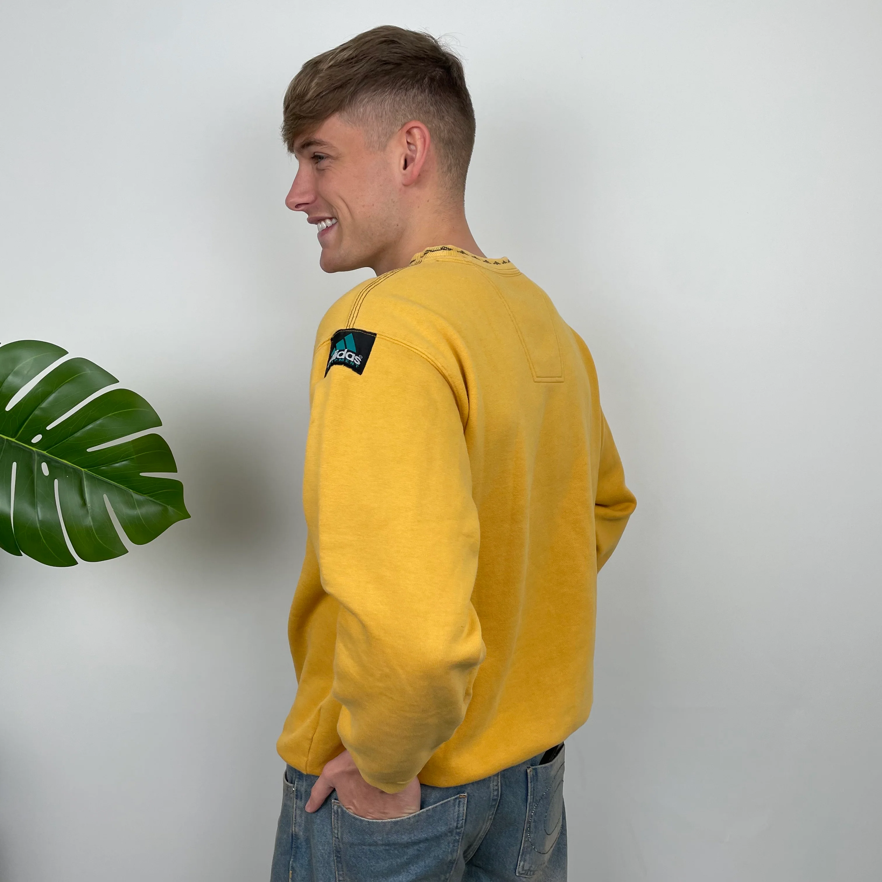 Adidas Equipment Yellow Embroidered Spell Out Sweatshirt (M) - Image 8