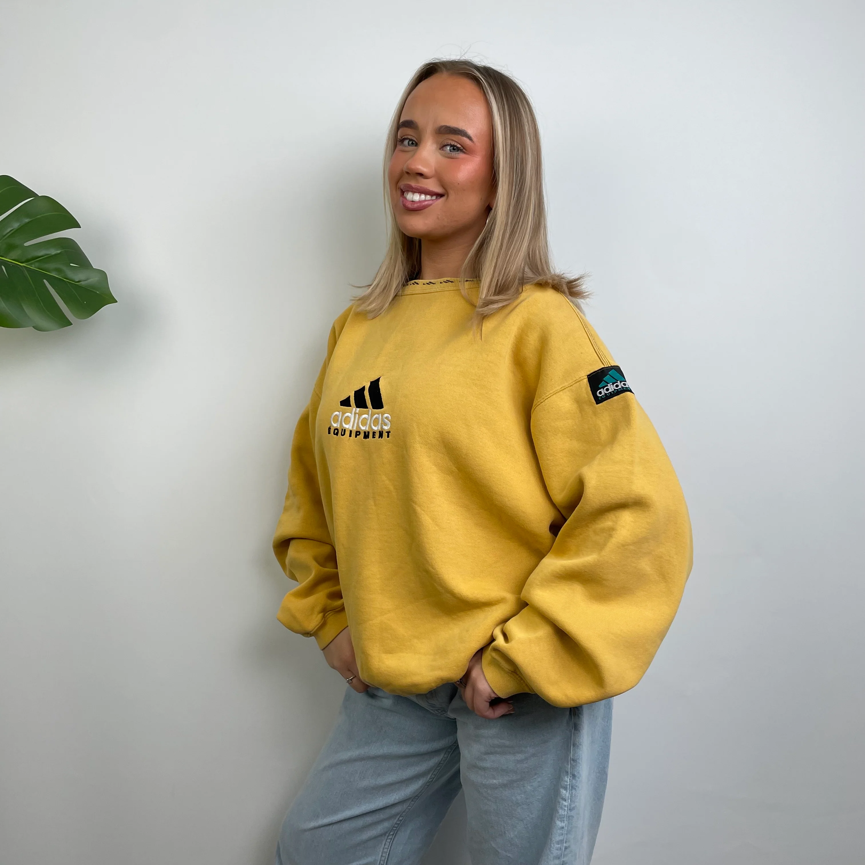 Adidas Equipment Yellow Embroidered Spell Out Sweatshirt (L) - Image 10