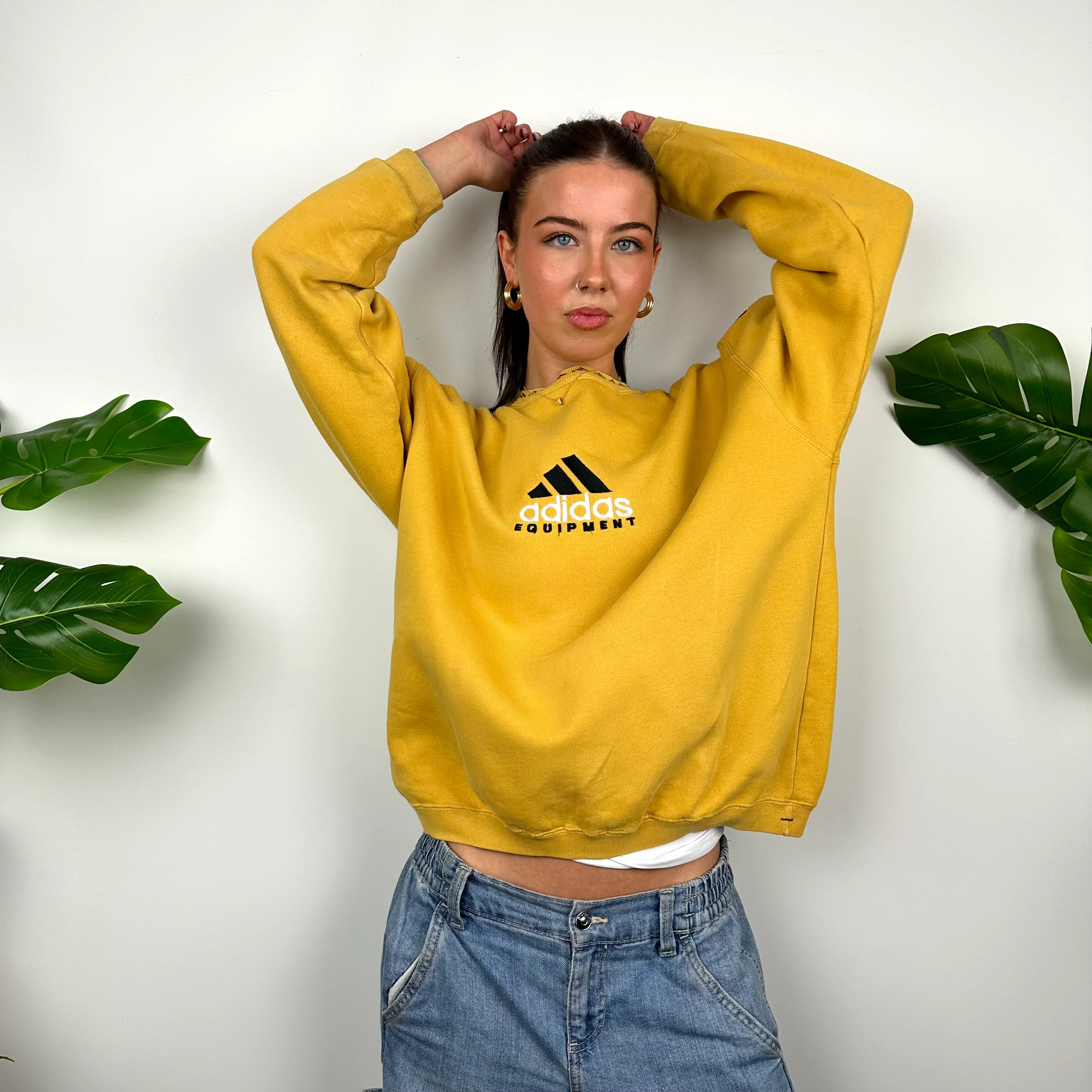 Adidas Equipment Yellow Embroidered Spell Out Sweatshirt (M) - Image 7