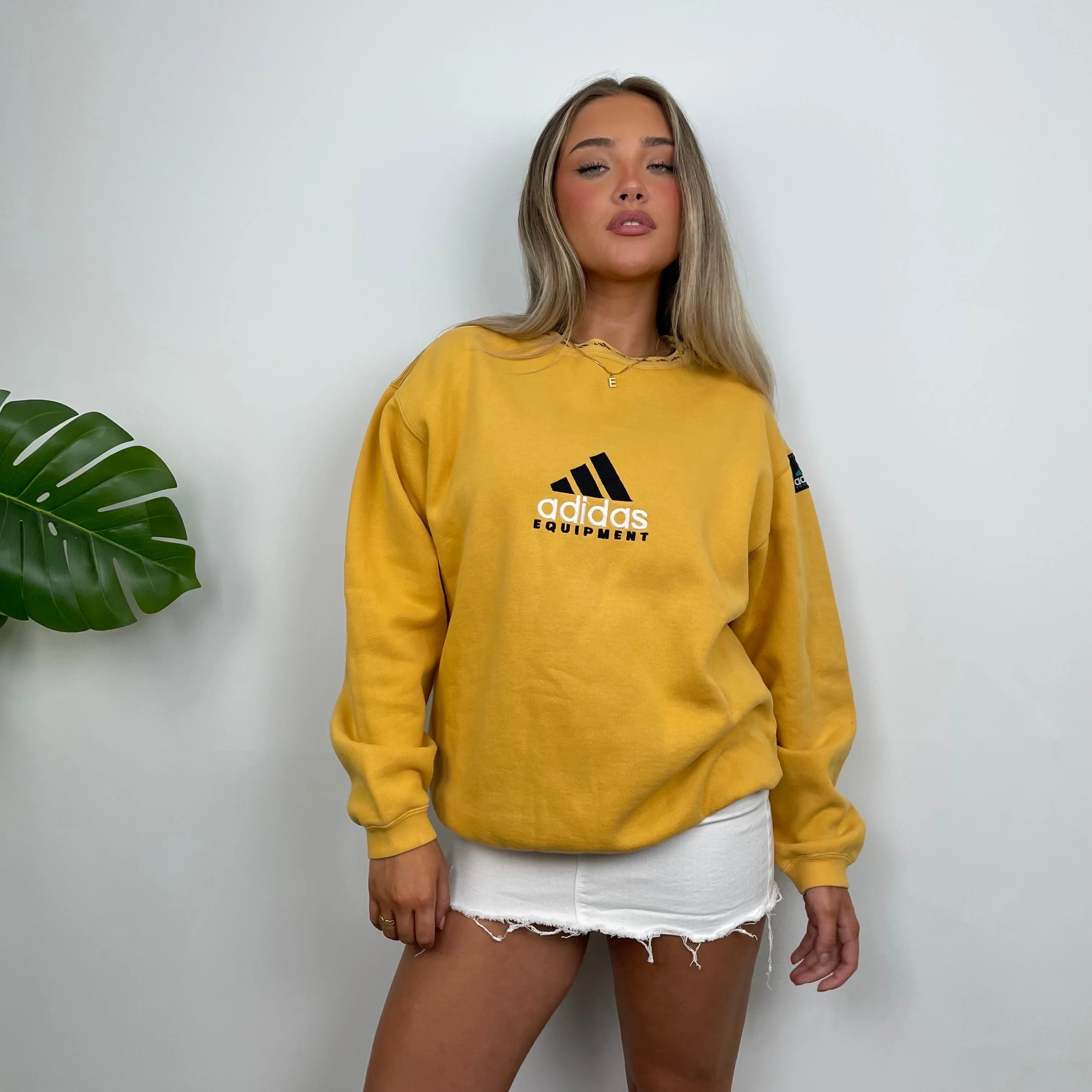 Adidas Equipment Yellow Embroidered Spell Out Sweatshirt (M) - Image 4