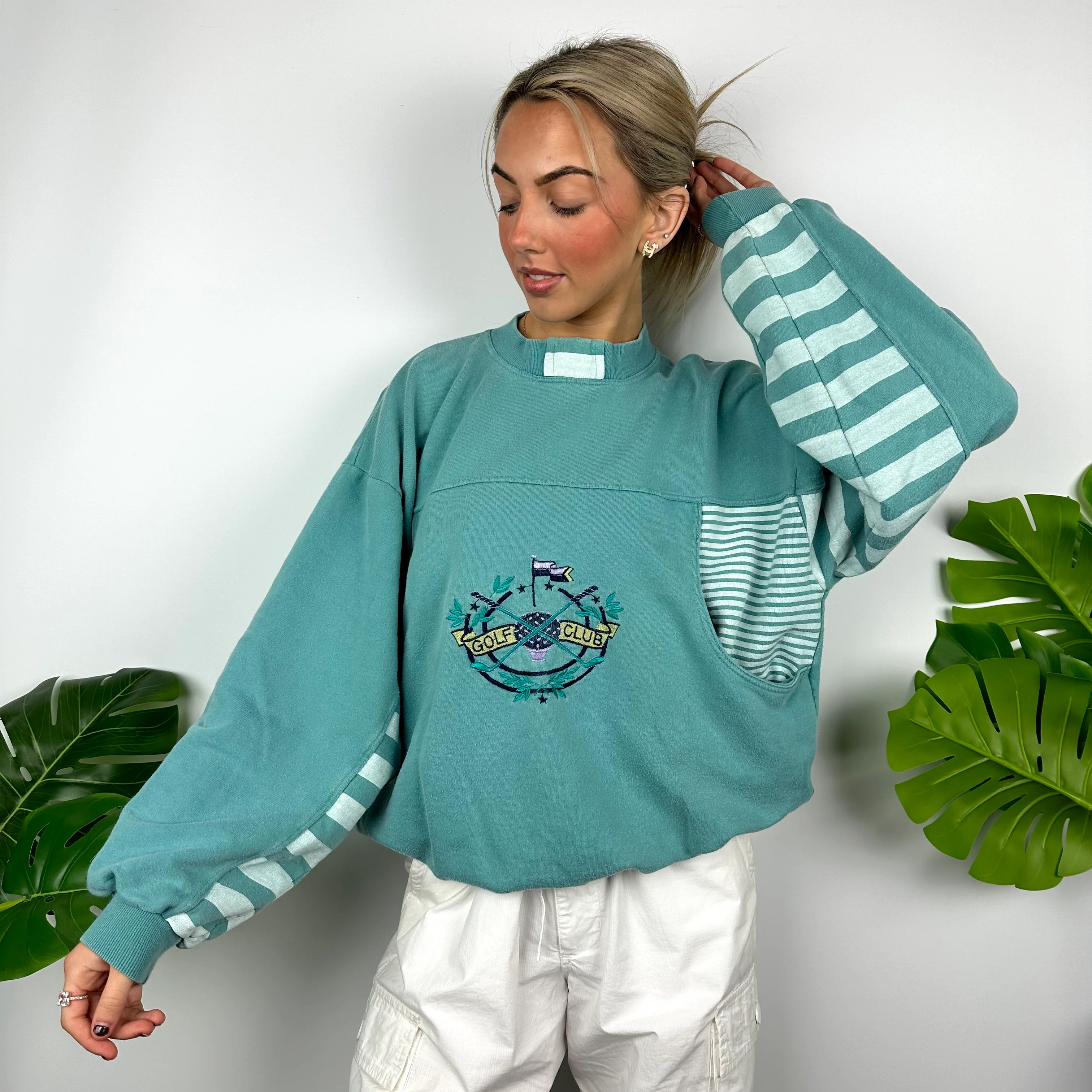 Adidas Golf Mint Green Embroidered Spell Out Sweatshirt (L) - Image 6