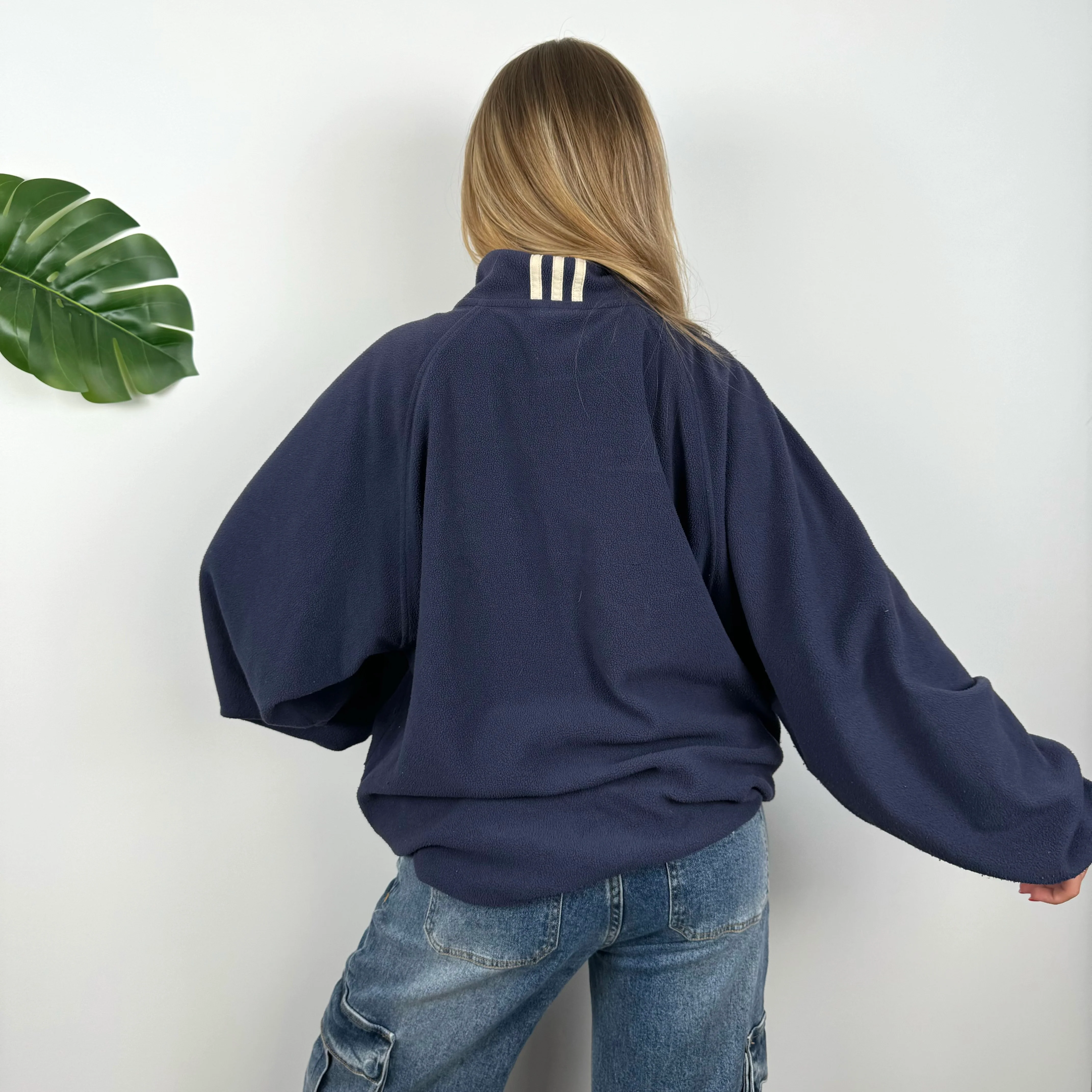 Adidas Golf Navy Embroidered Spell Out Teddy Bear Fleece Quarter Zip (L) - Image 5