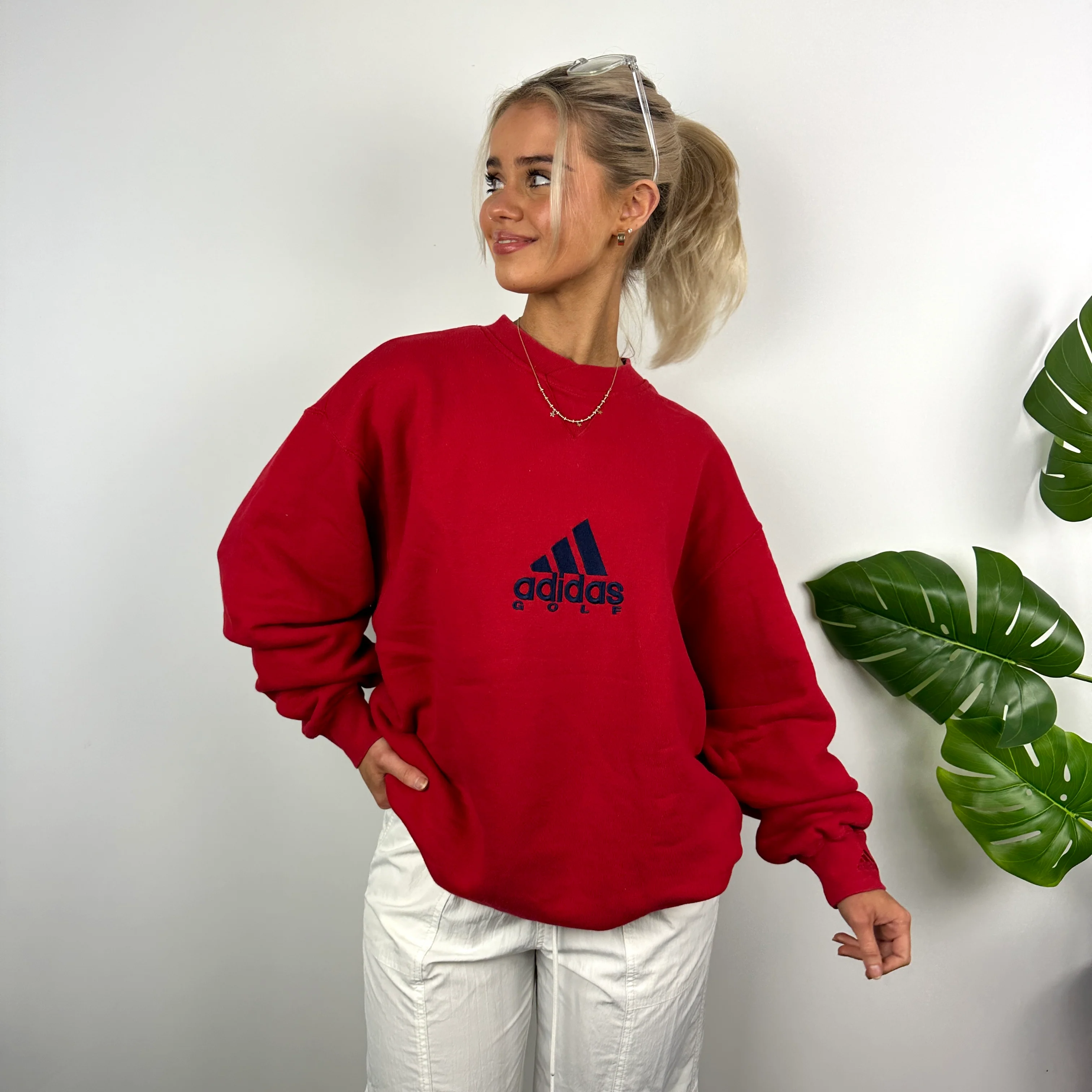 Adidas Golf RARE Red Embroidered Spell Out Sweatshirt (L) - Image 3