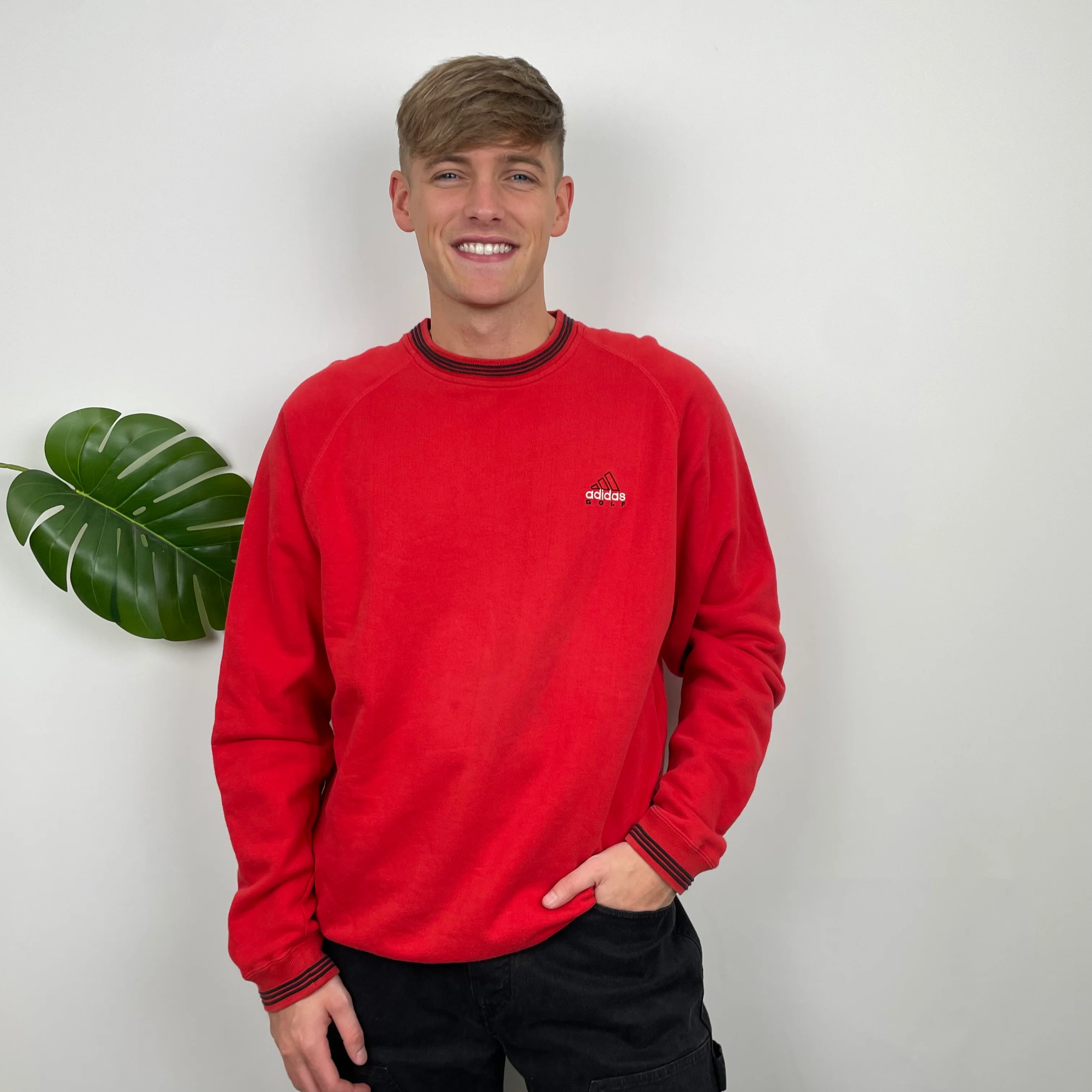 Adidas Golf RARE Red Embroidered Spell Out Sweatshirt (L) - Image 2