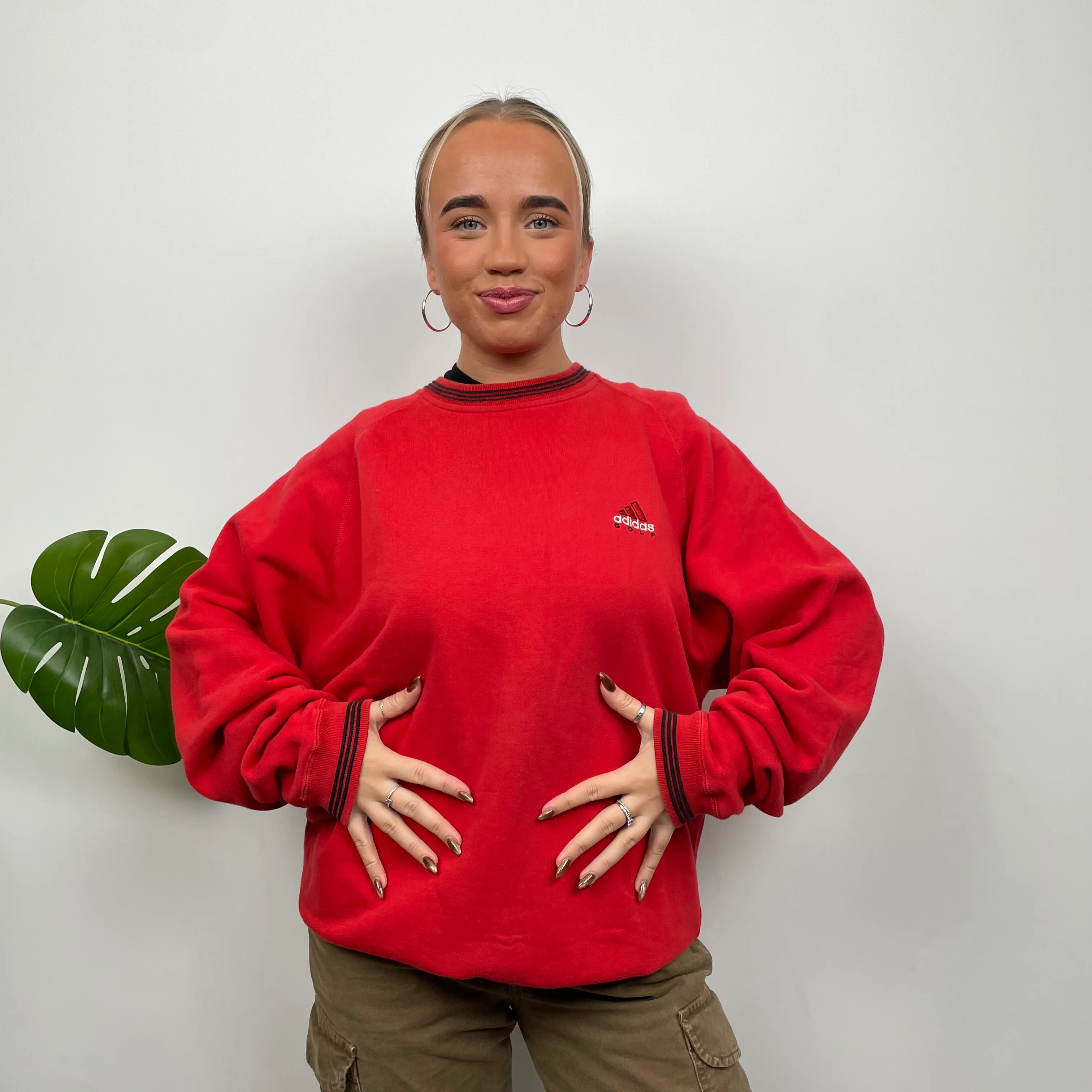 Adidas Golf RARE Red Embroidered Spell Out Sweatshirt (XL) - Image 2