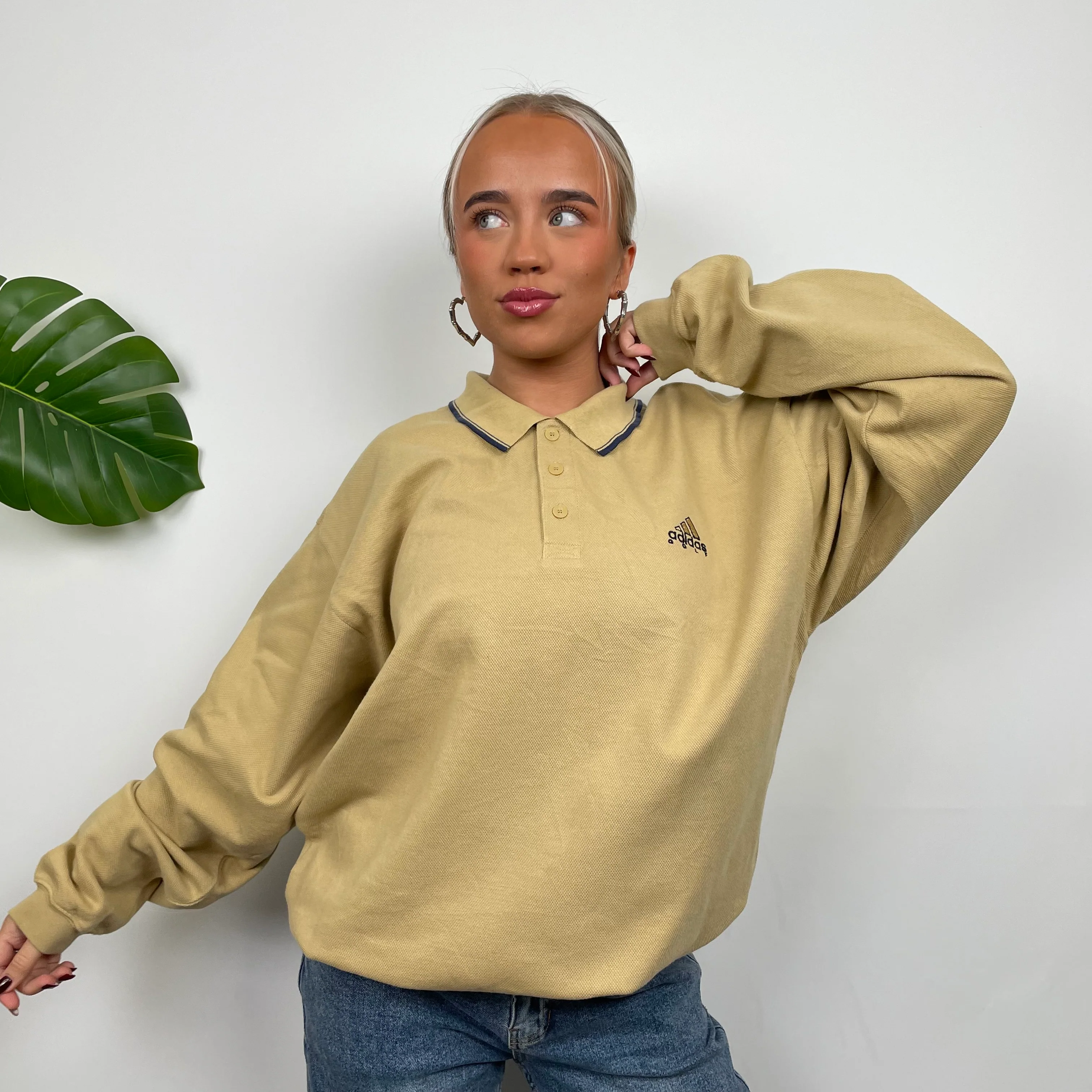 Adidas Golf RARE Tan Embroidered Spell Out Sweatshirt (L) - Image 2