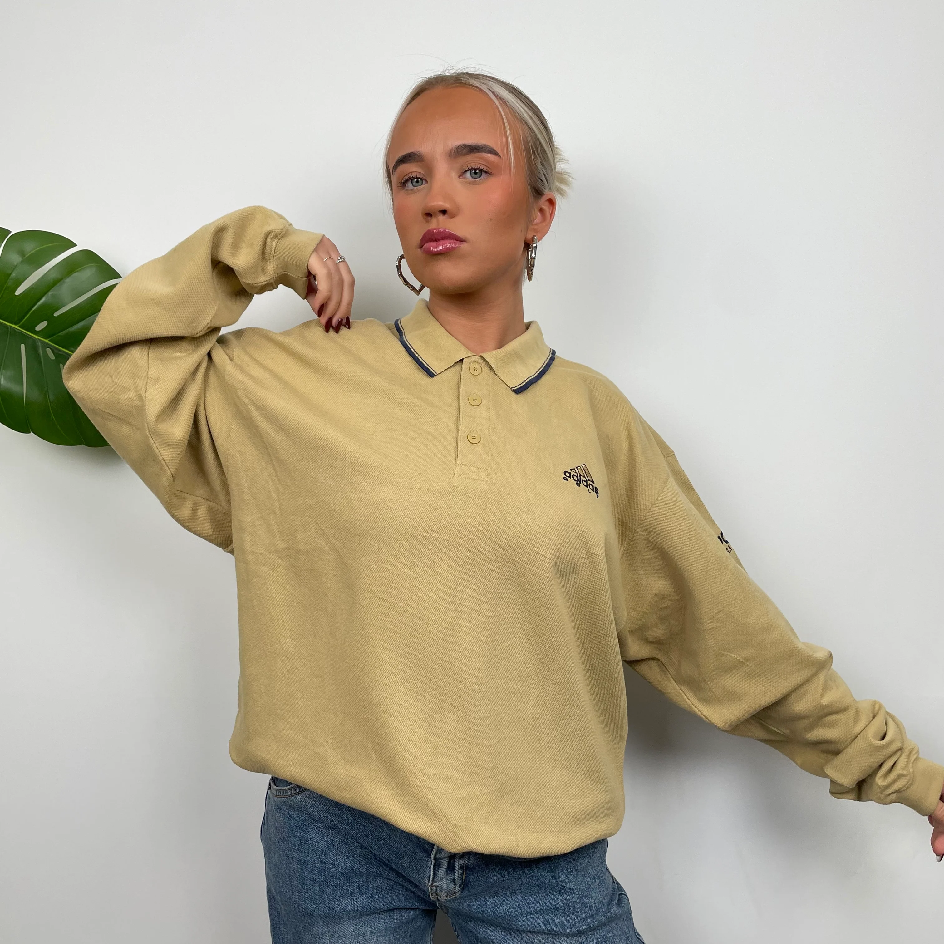 Adidas Golf RARE Tan Embroidered Spell Out Sweatshirt (L) - Image 4