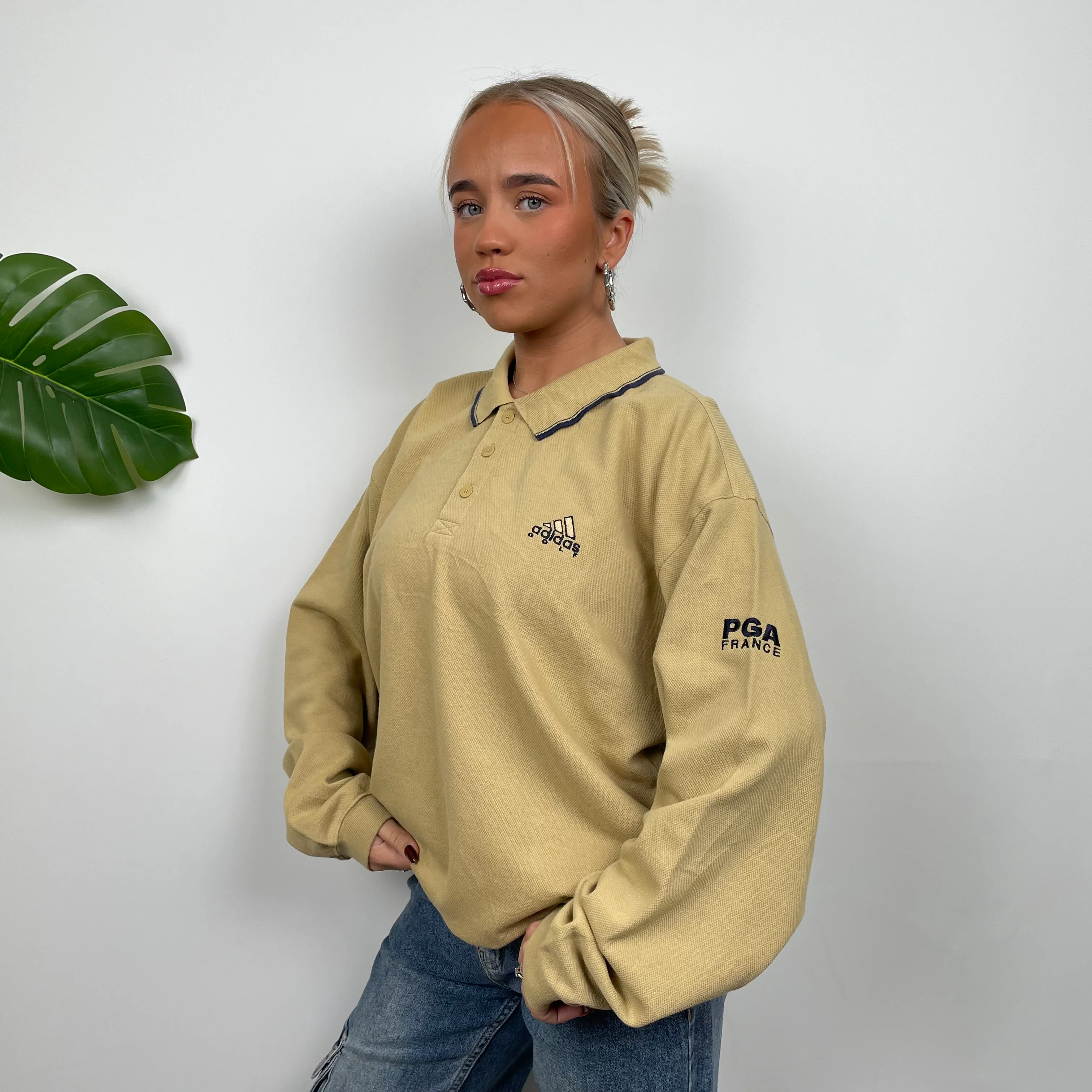Adidas Golf RARE Tan Embroidered Spell Out Sweatshirt (L) - Image 6