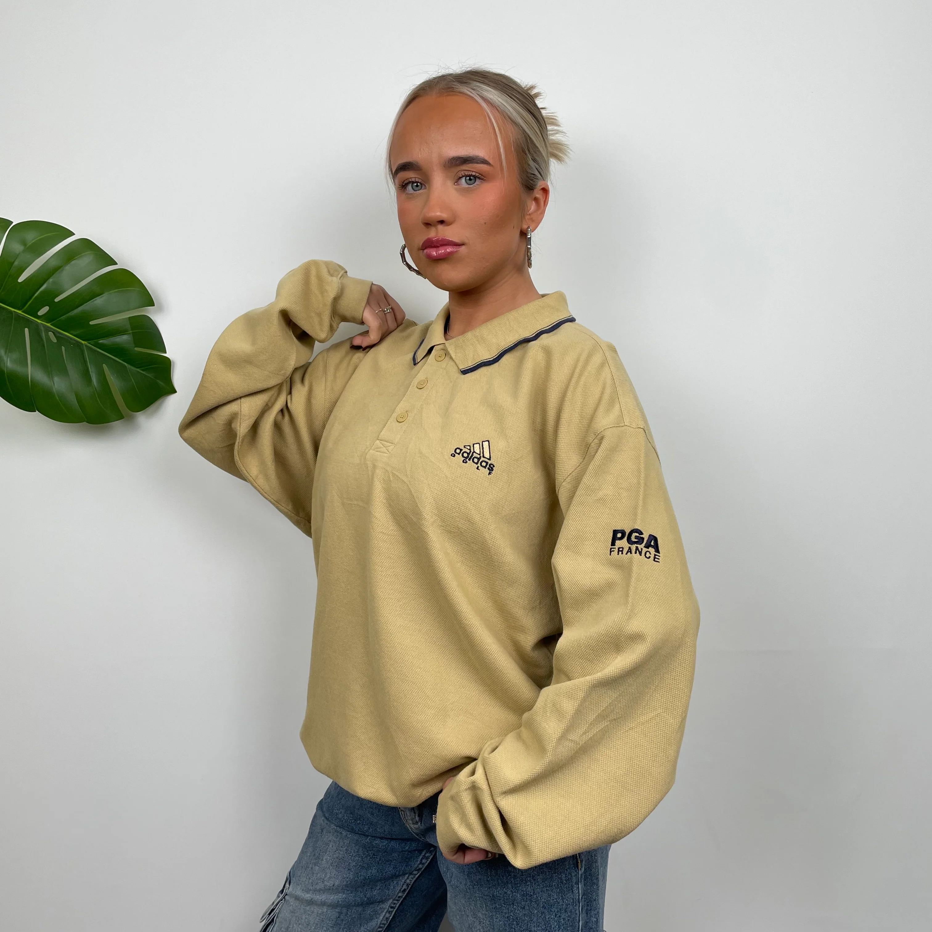 Adidas Golf RARE Tan Embroidered Spell Out Sweatshirt (L) - Image 7